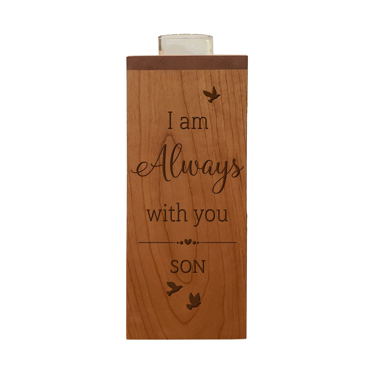 Cozy Cardinal Memorial Vertical Urns With Single Candle Holder For Human Ashes - I Am Always Son - LifeSong Milestones