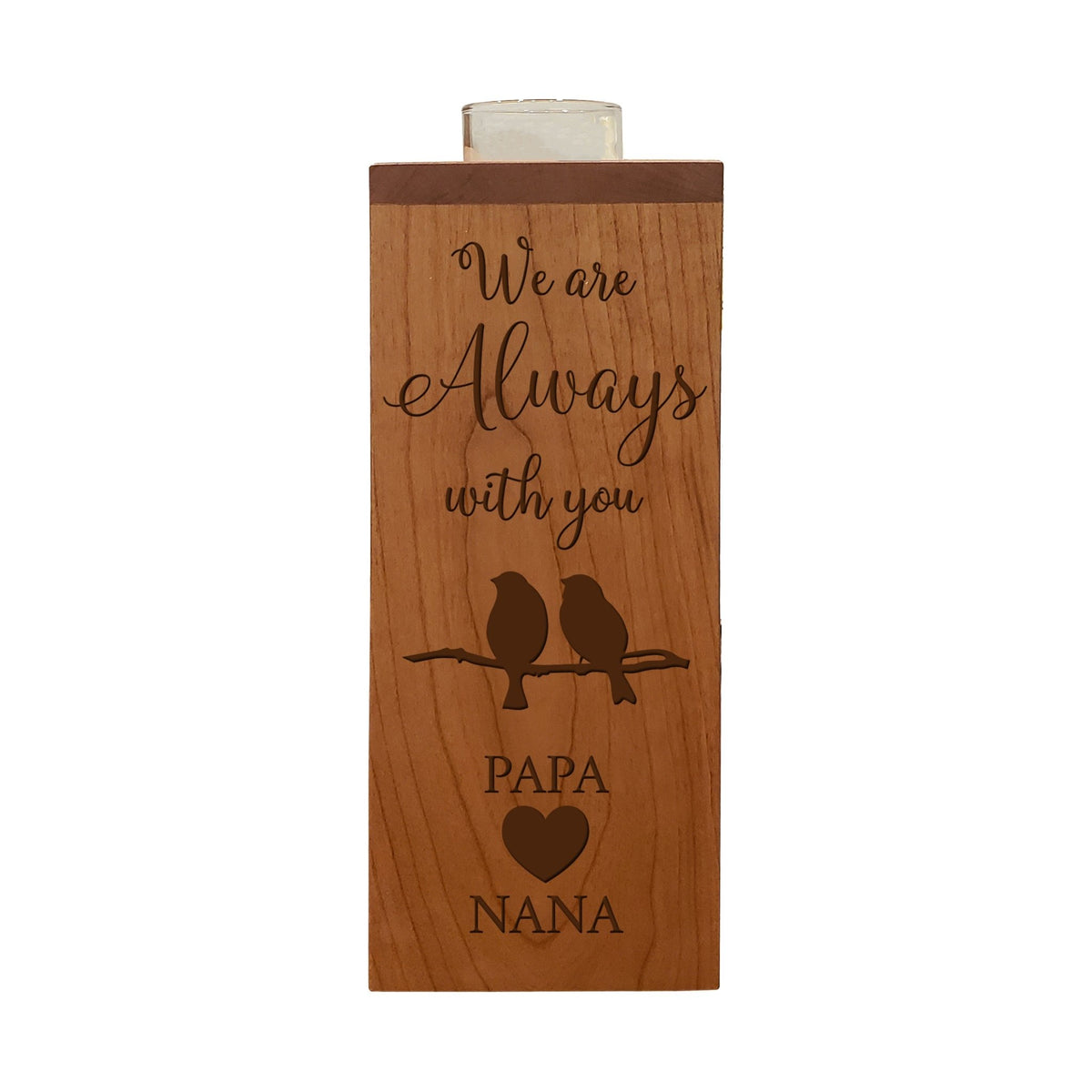 Cozy Cardinal Memorial Vertical Urns With Single Candle Holder For Human Ashes - We Are Always Papa And Nana - LifeSong Milestones