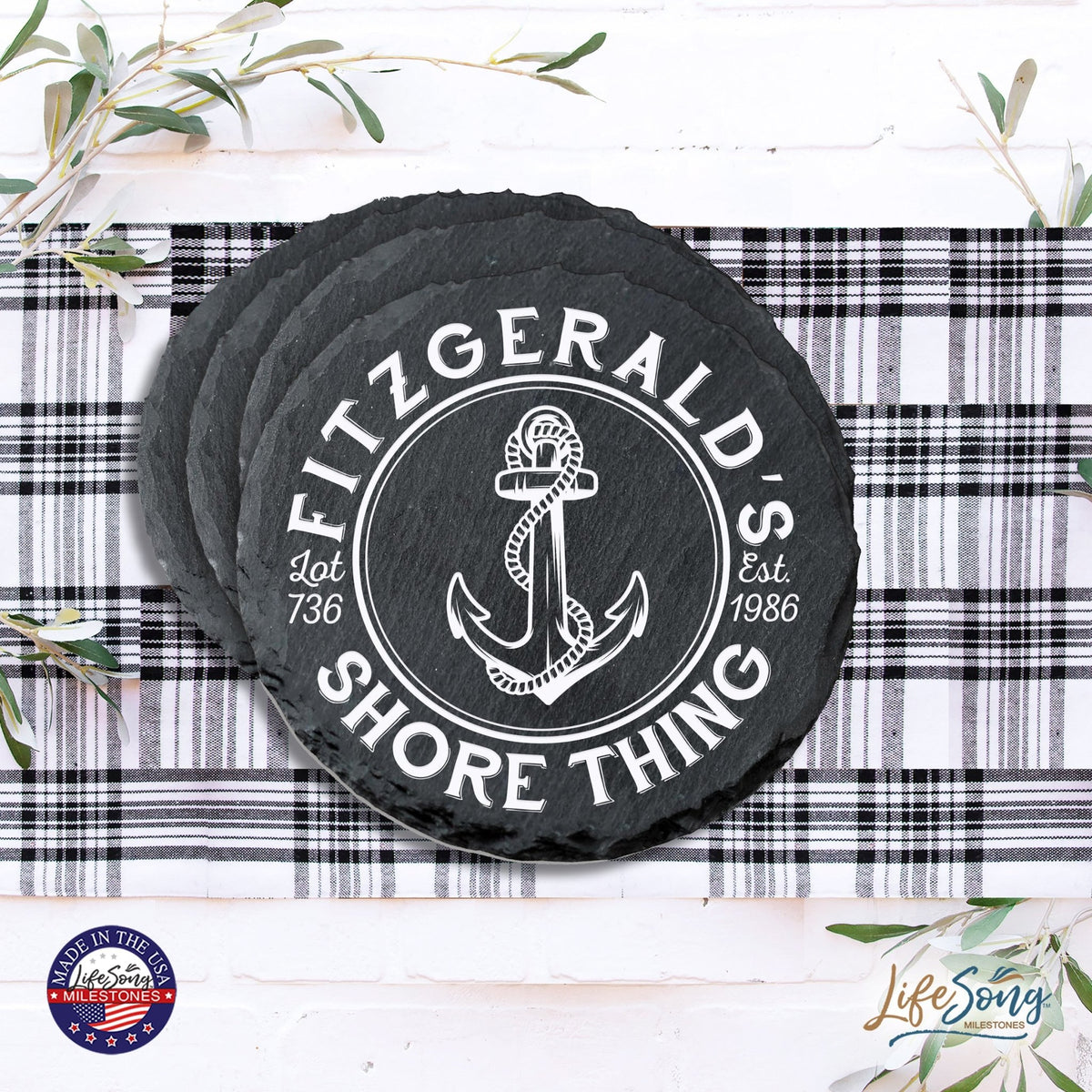 Custom 6pc Coaster Set Kitchen and Tabletop Decorations 4x4 Gift for Beach Houses - LifeSong Milestones