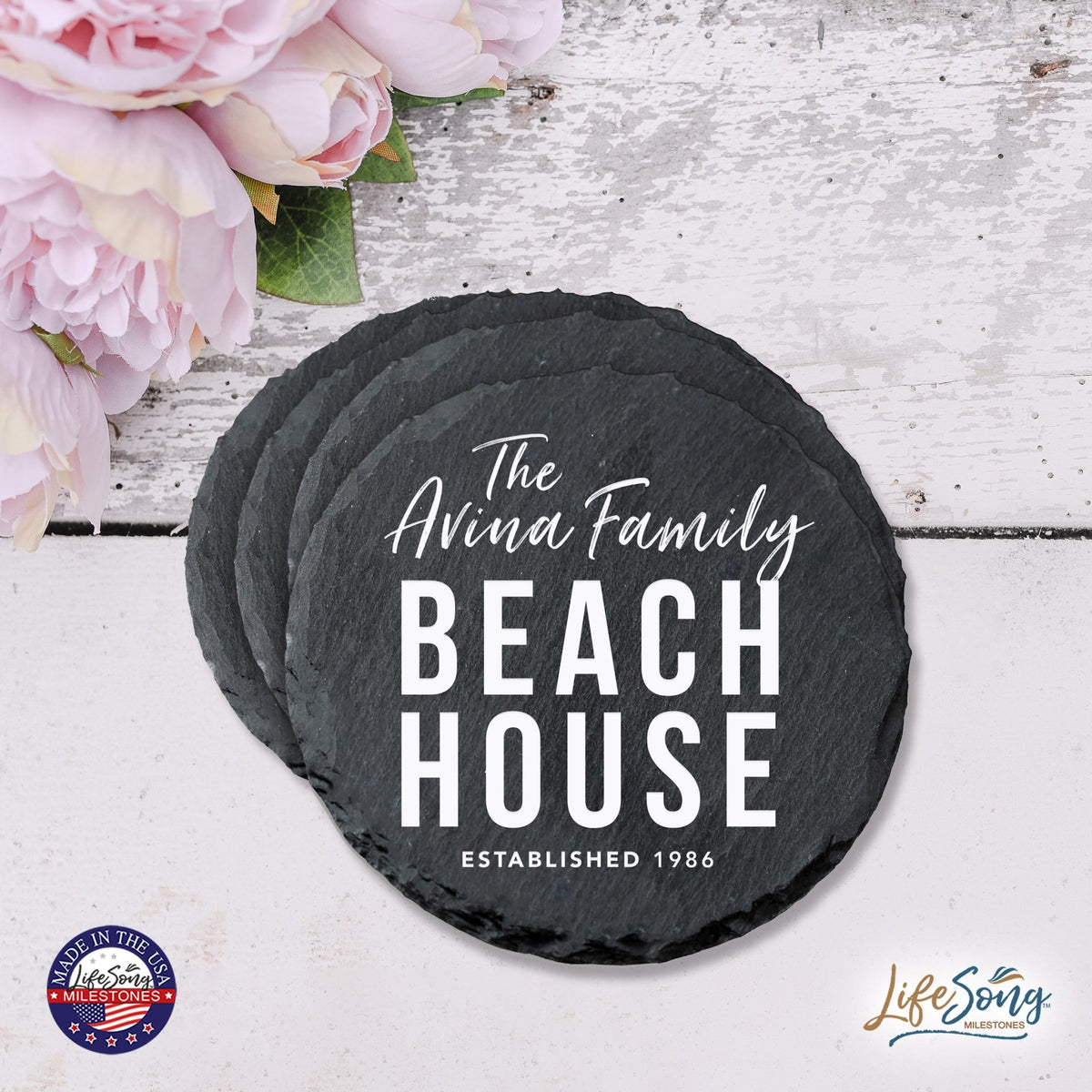 Custom 6pc Coaster Set Kitchen and Tabletop Decorations 4x4 Gift for Beach Houses - LifeSong Milestones
