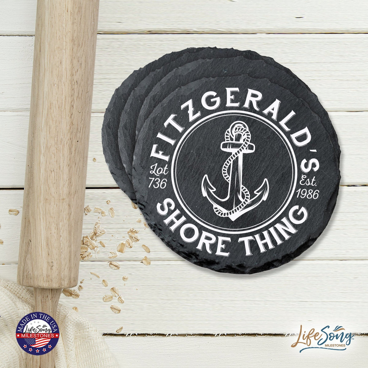 Custom 6pc Coaster Set Kitchen and Tabletop Decorations 4x4 Gift for Beach Houses - LifeSong Milestones