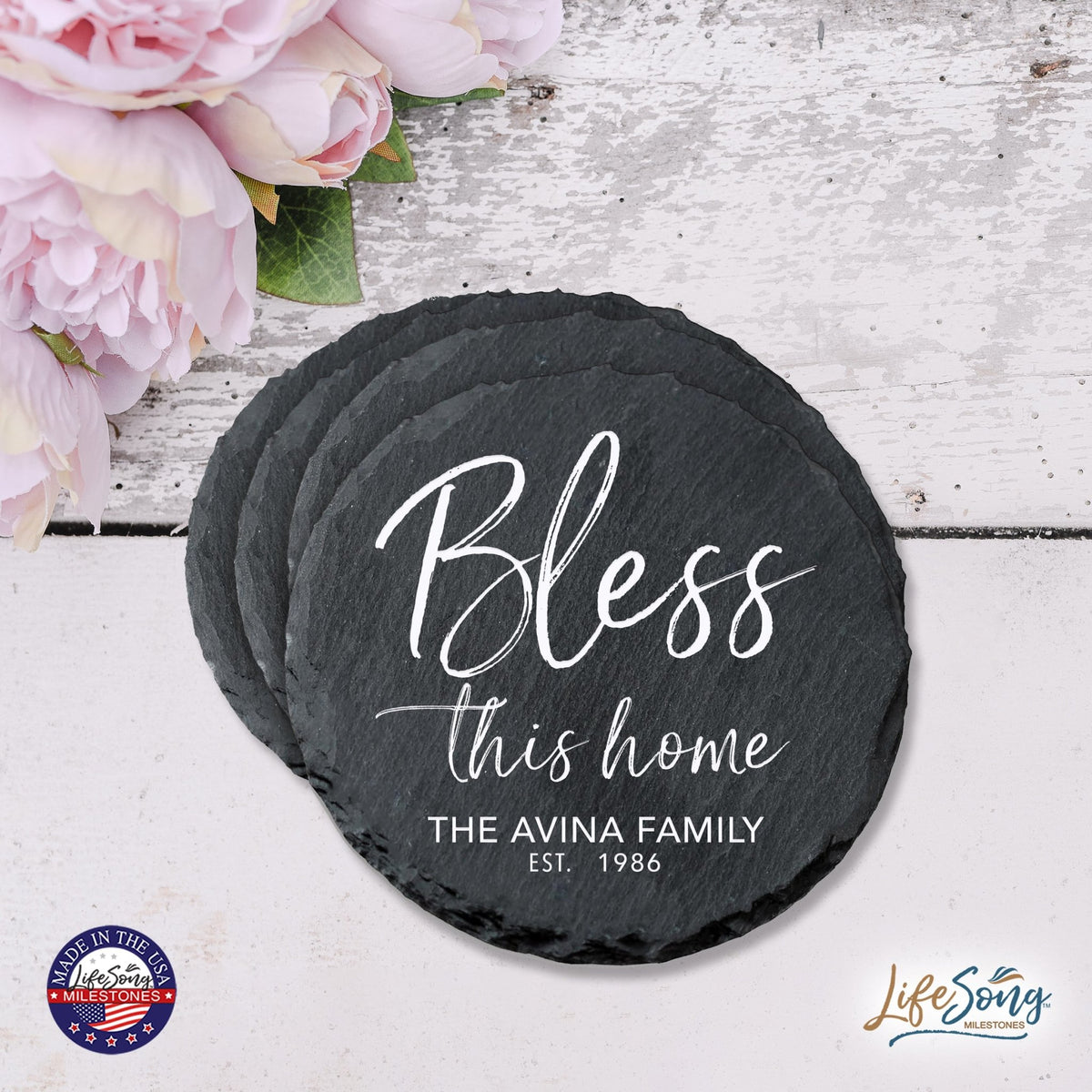 Custom 6pc Coaster Set Kitchen and Tabletop Decorations 4x4 Gift for Family Homes - LifeSong Milestones