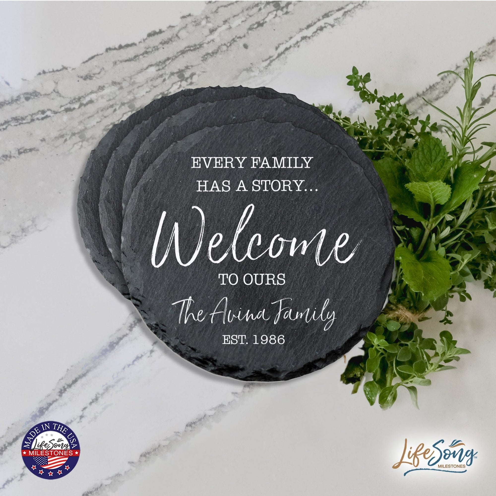 Custom 6pc Coaster Set Kitchen and Tabletop Decorations 4x4 Gift for Family Homes - LifeSong Milestones
