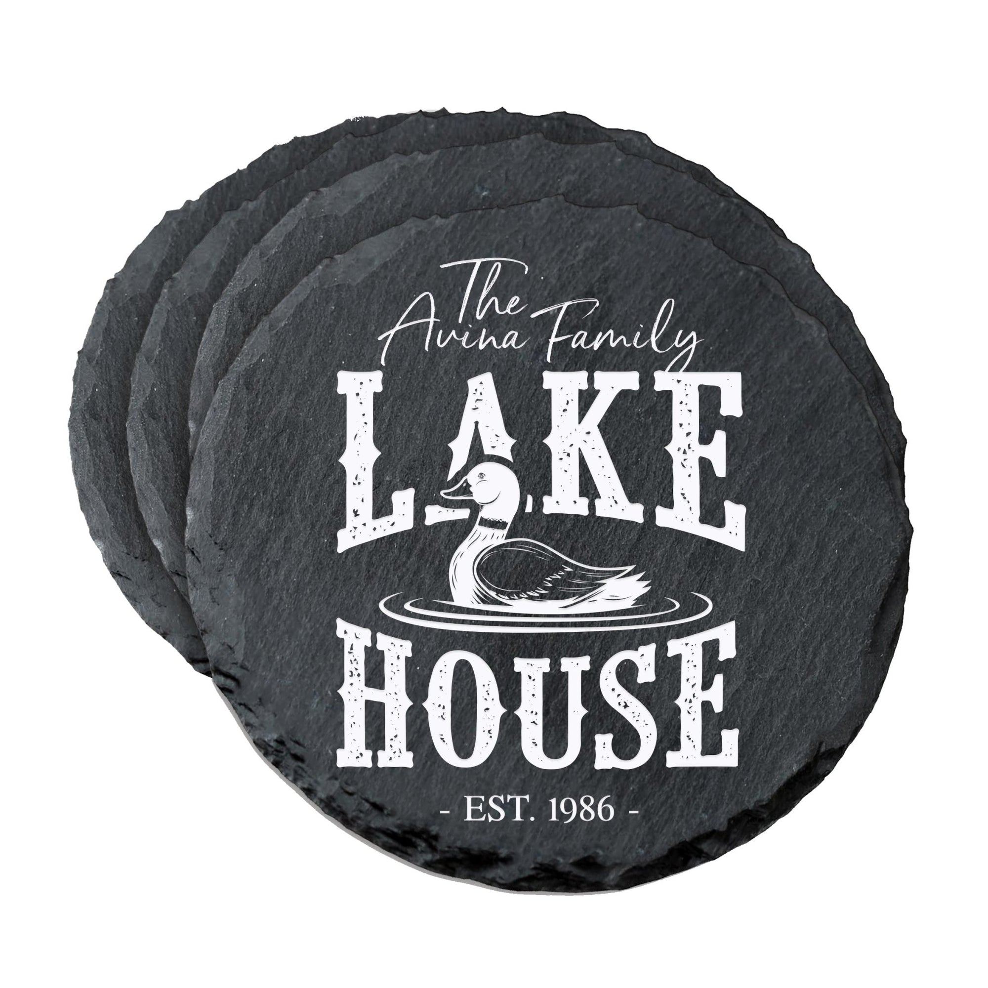 Custom 6pc Coaster Set Kitchen and Tabletop Decorations 4x4 Gift for Family Lake Houses - LifeSong Milestones