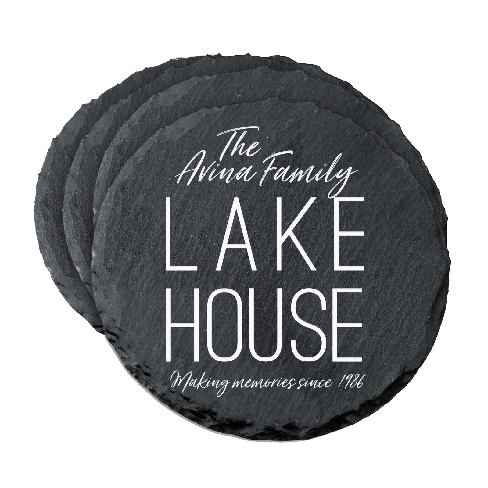 Custom 6pc Coaster Set Kitchen and Tabletop Decorations 4x4 Gift for Family Lake Houses - LifeSong Milestones