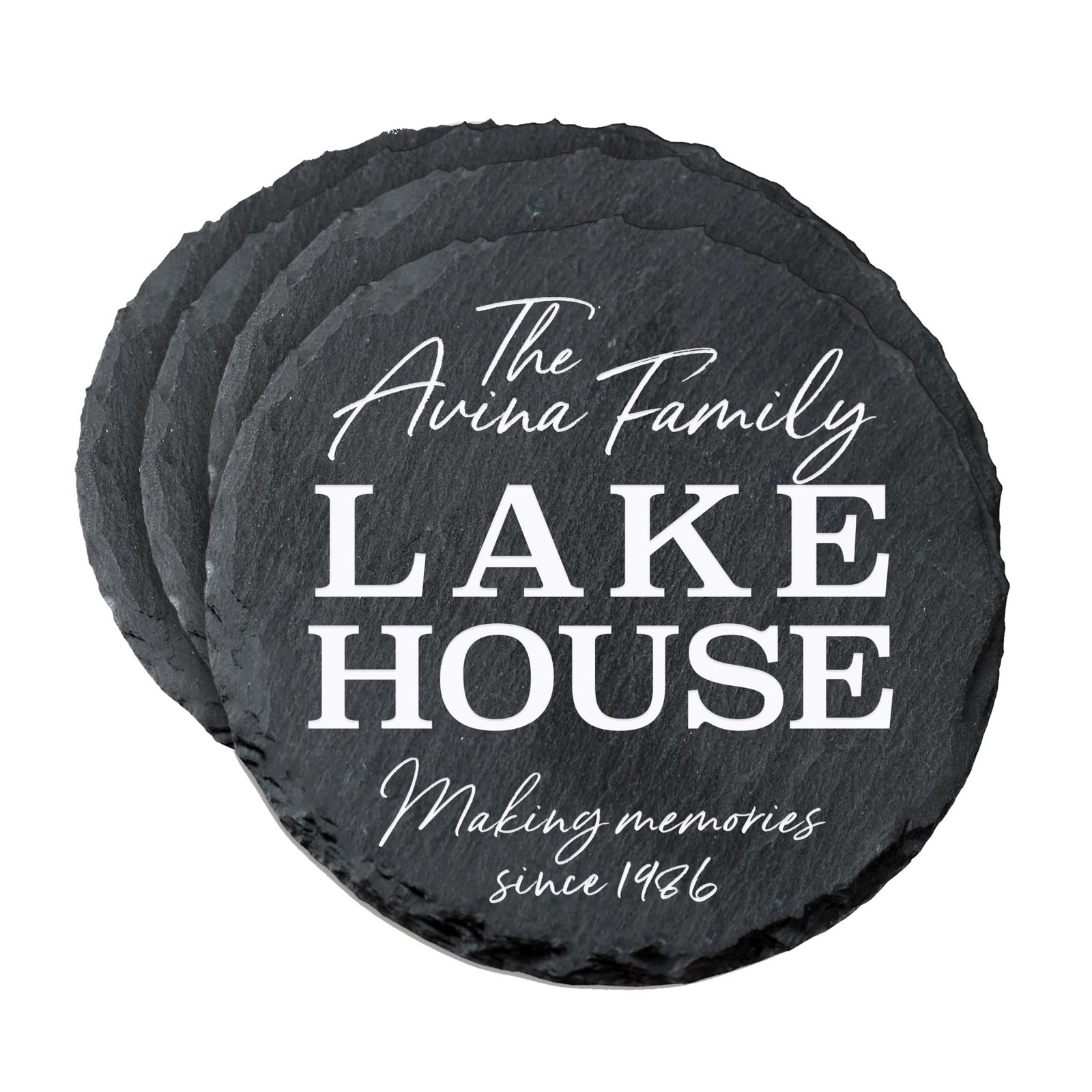 Custom 6pc Coaster Set Kitchen and Tabletop Decorations 4x4 Gift for Family Lake Houses - LifeSong Milestones
