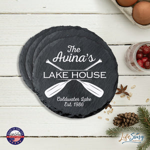 Custom 6pc Coaster Set Kitchen and Tabletop Decorations 4x4 Gift for Lakehouse - LifeSong Milestones