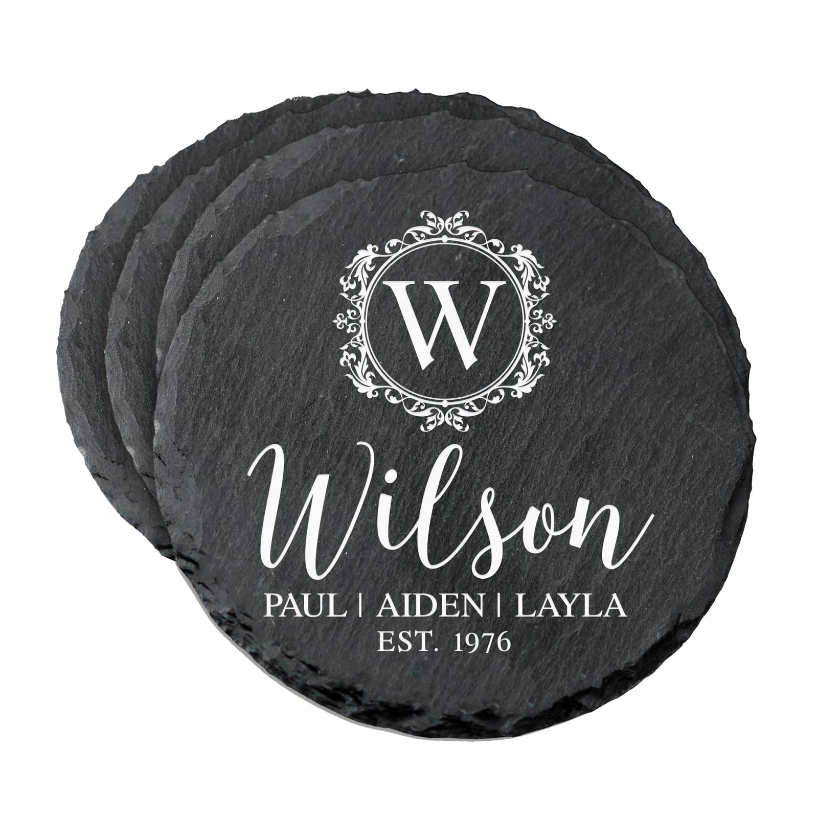 Custom 6pc Coaster Set Kitchen and Tabletop Decorations 4x4 Gift - Last Name, Year - LifeSong Milestones