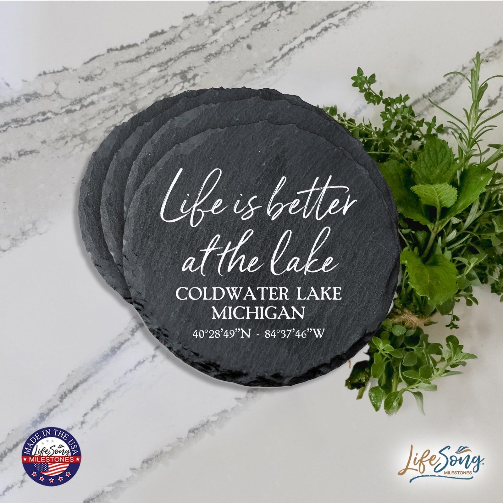 Custom 6pc Coaster Set Kitchen and Tabletop Decorations 4x4 Gift - Life Is Better - LifeSong Milestones