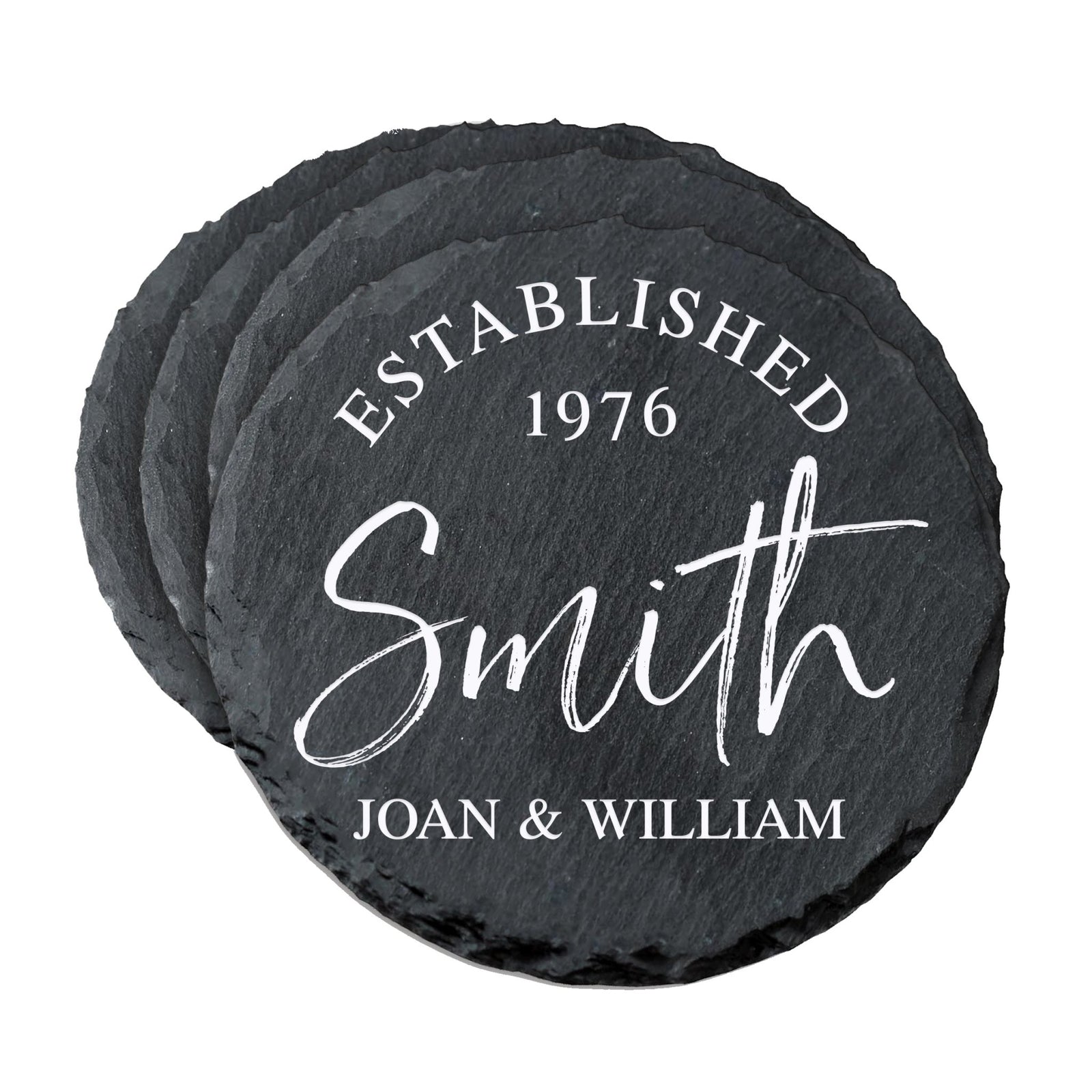 Custom 6pc Coaster Set Kitchen and Tabletop Decorations 4x4 Gift with First and Last Name, Year - LifeSong Milestones