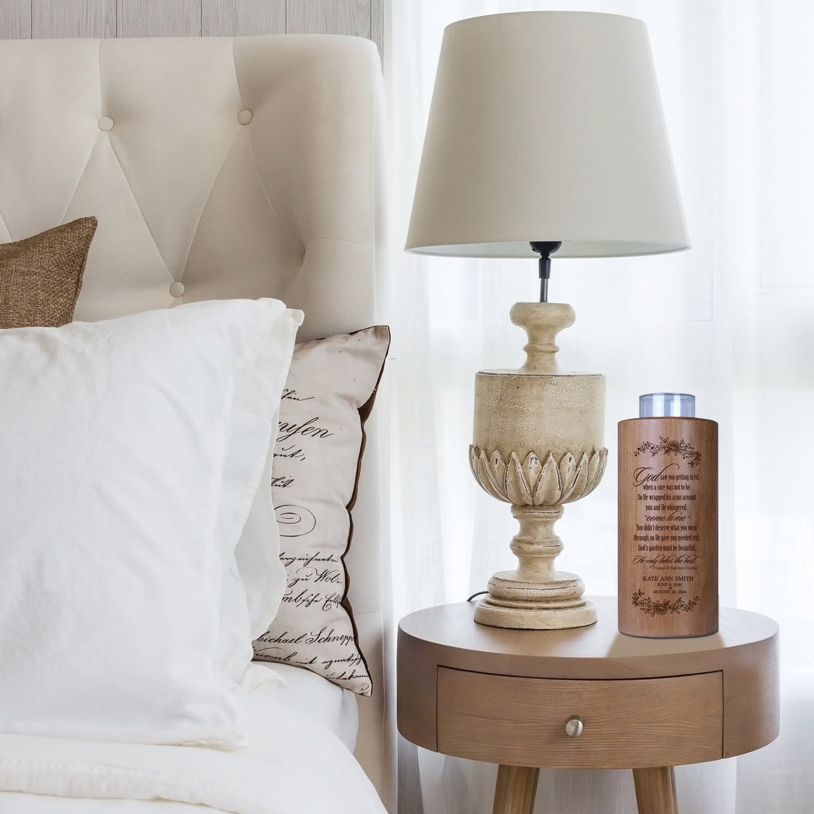 Custom 8in Round Candle Holder God Saw You - LifeSong Milestones