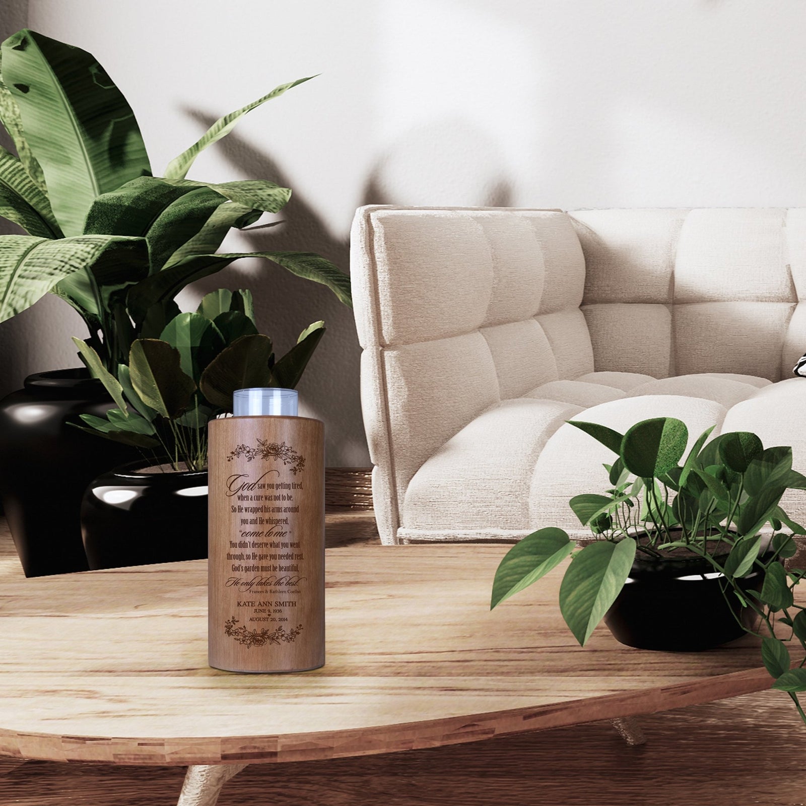 Custom 8in Round Candle Holder God Saw You - LifeSong Milestones