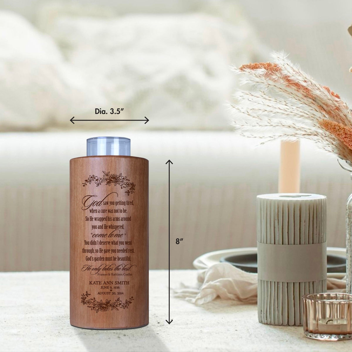 Custom 8in Round Candle Holder God Saw You - LifeSong Milestones