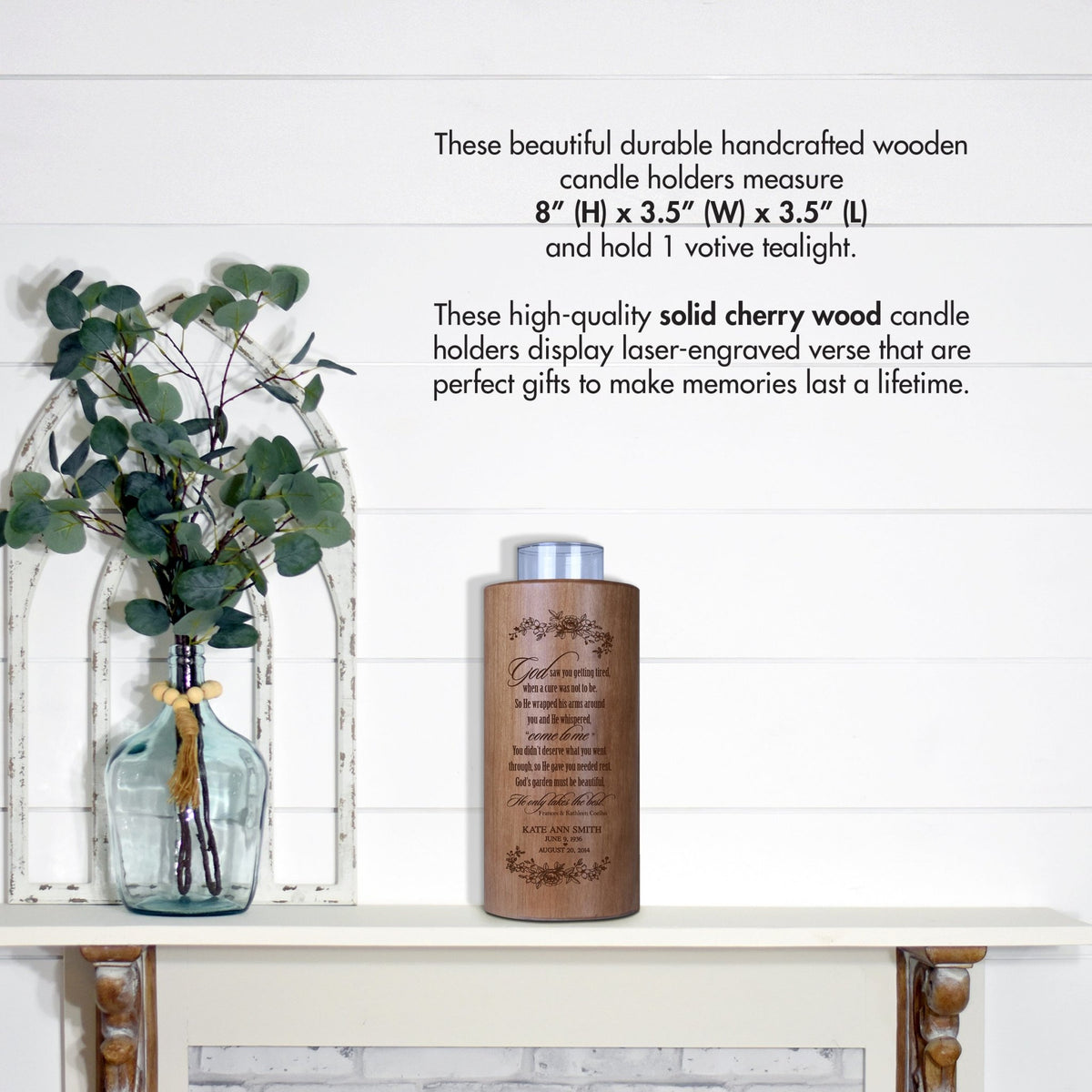 Custom 8in Round Candle Holder God Saw You - LifeSong Milestones