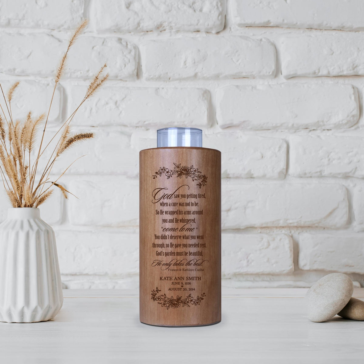 Custom 8in Round Candle Holder God Saw You - LifeSong Milestones