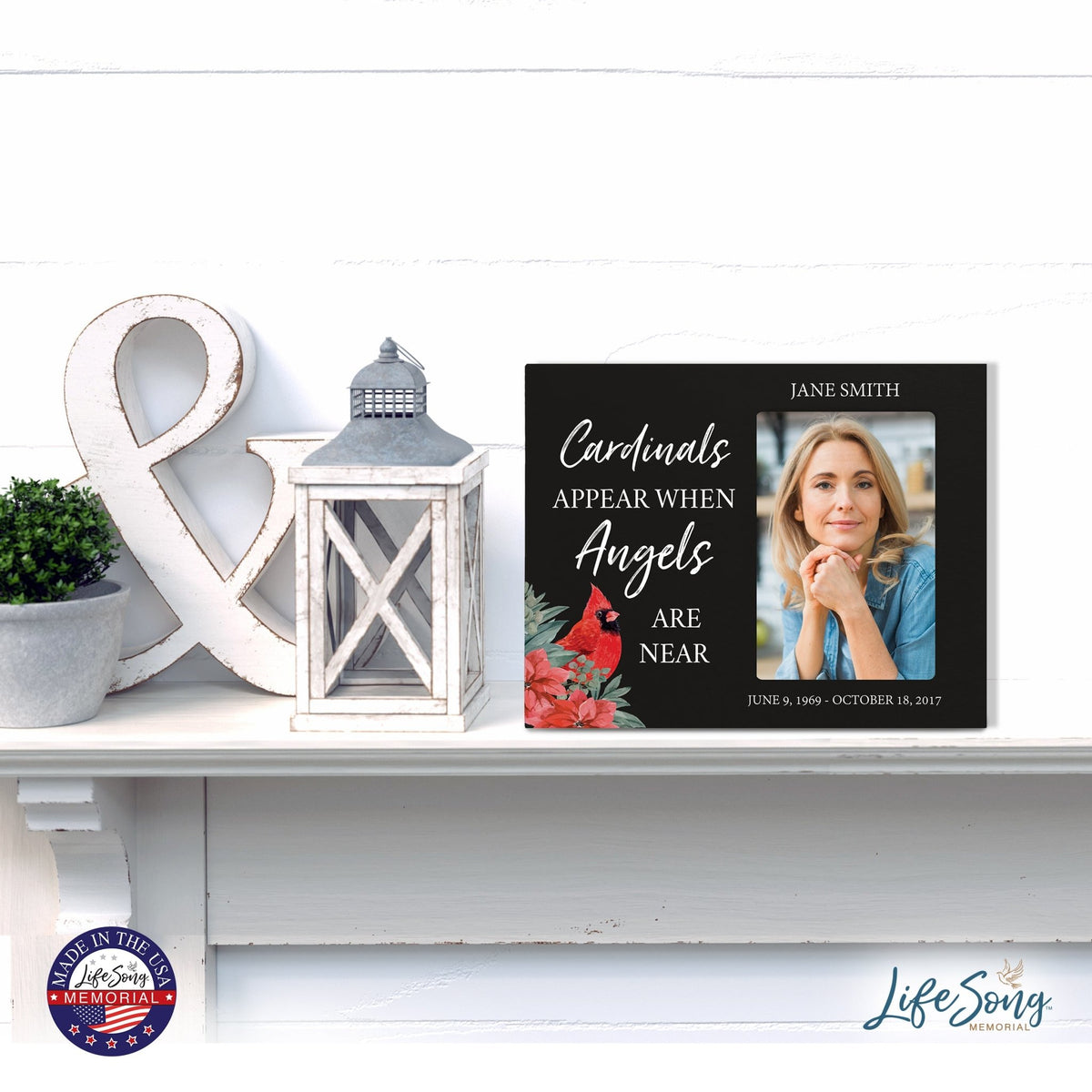 Custom Cardinal Wooden Memorial 8x10 Picture Frame holds 4x6 photo Cardinals Appear When - LifeSong Milestones