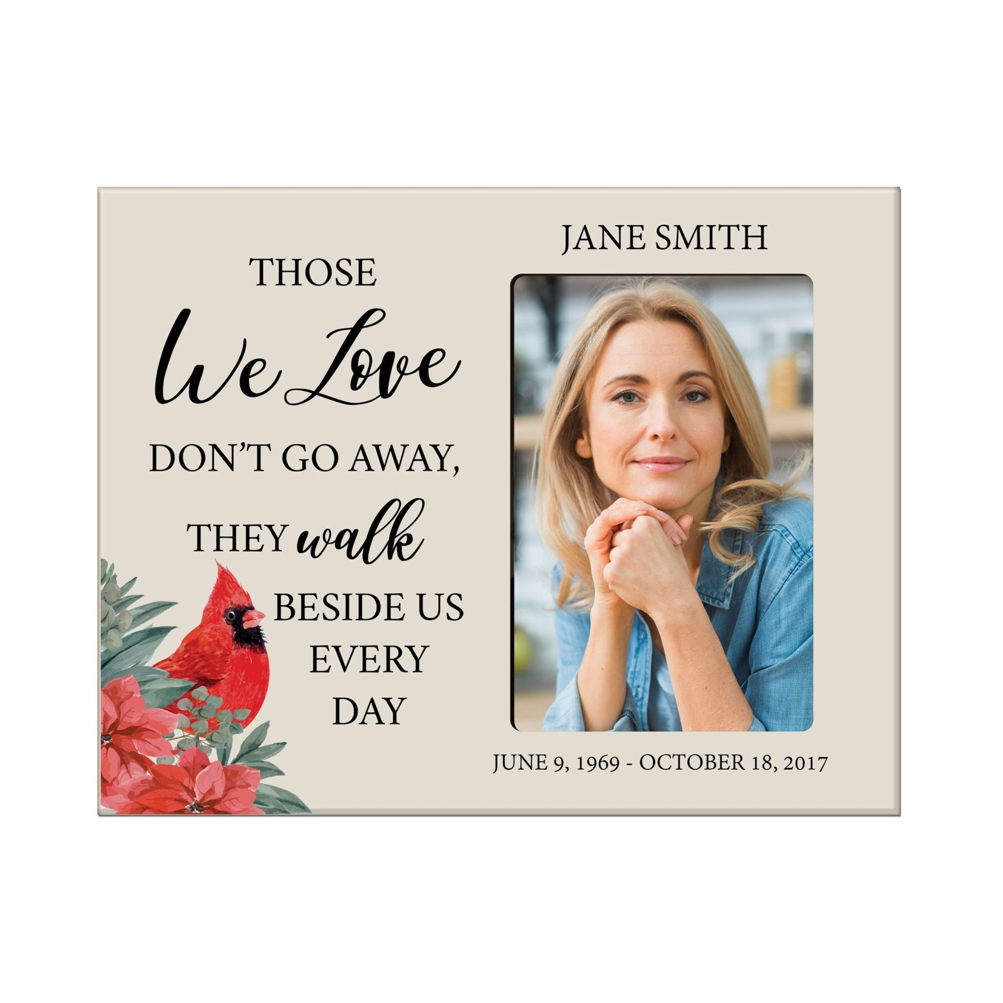 Custom Cardinal Wooden Memorial 8x10 Picture Frame holds 4x6 photo Those We Love - LifeSong Milestones