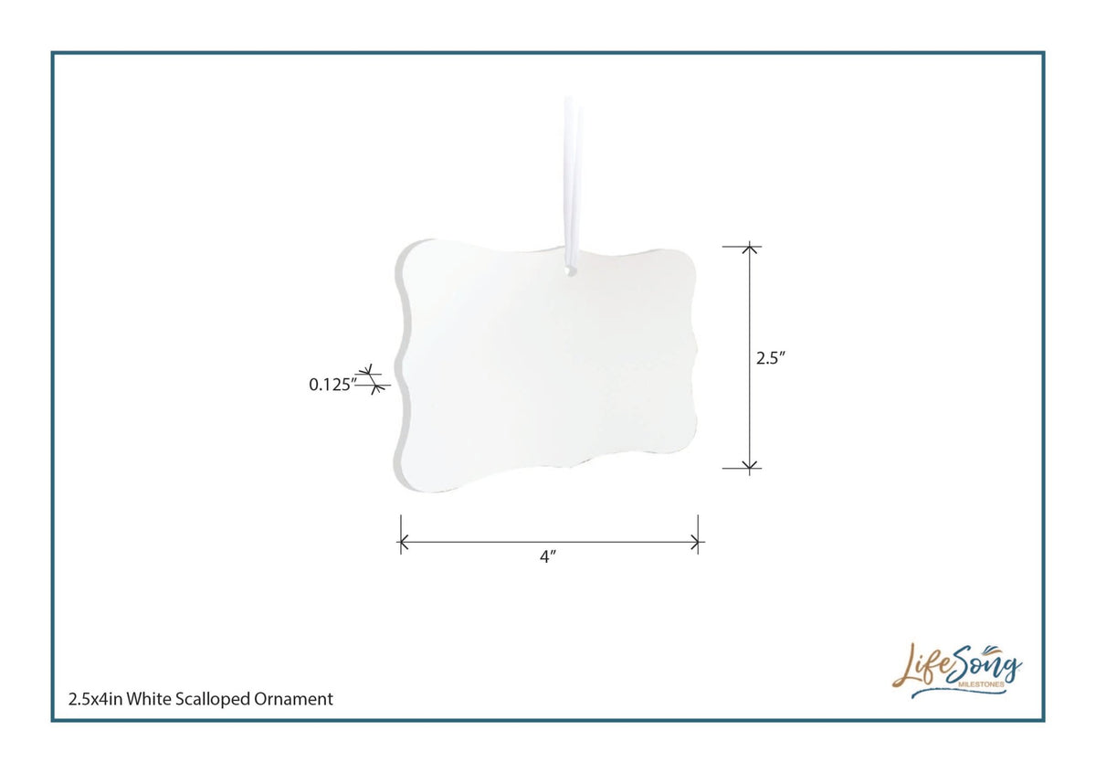 Custom Ceramic Everyday Memorial White Scalloped Ornament 2.5x4in Until We Meet Again - LifeSong Milestones