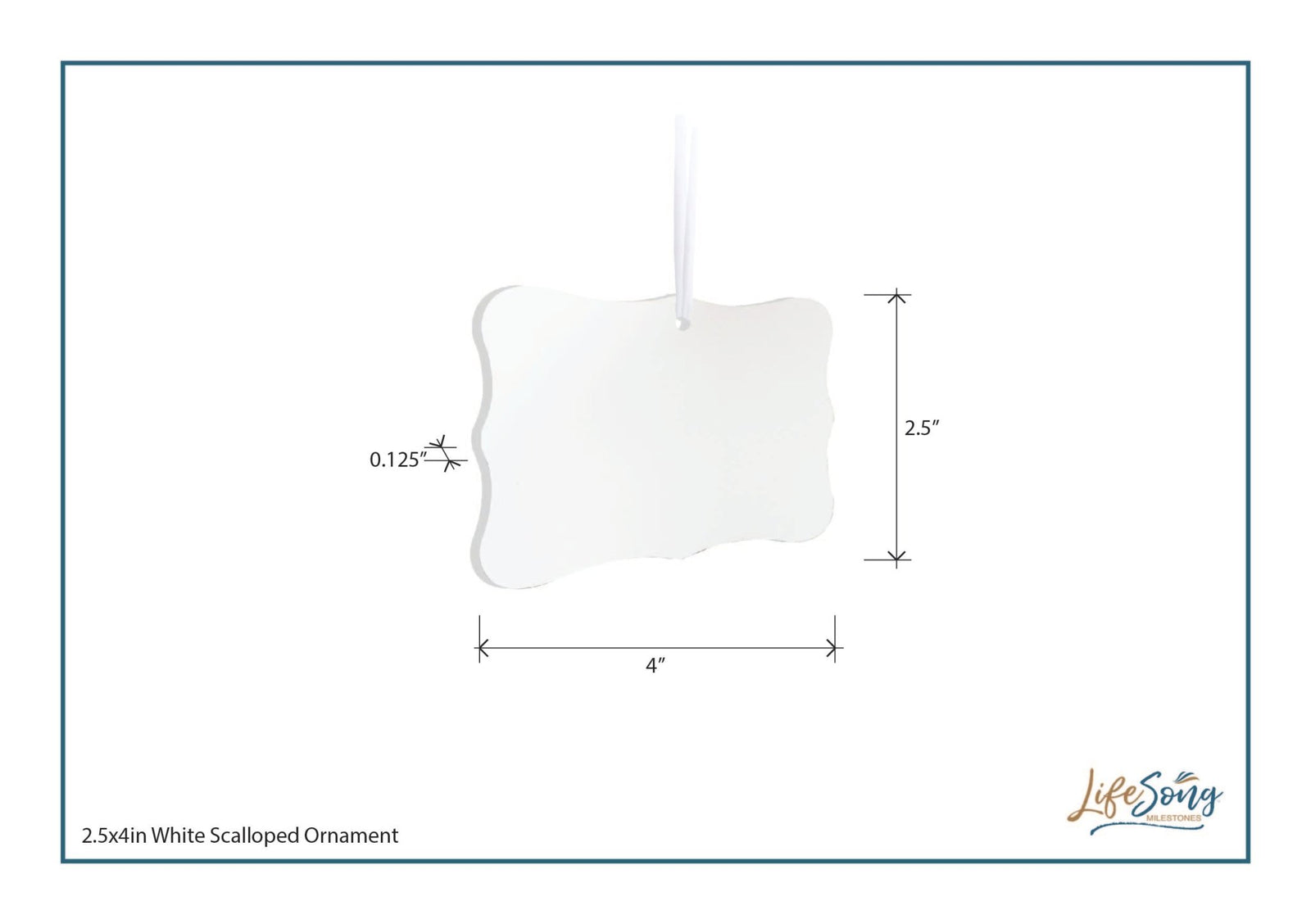 Custom Ceramic Everyday Memorial White Scalloped Ornament 2.5x4in Until We Meet Again - LifeSong Milestones
