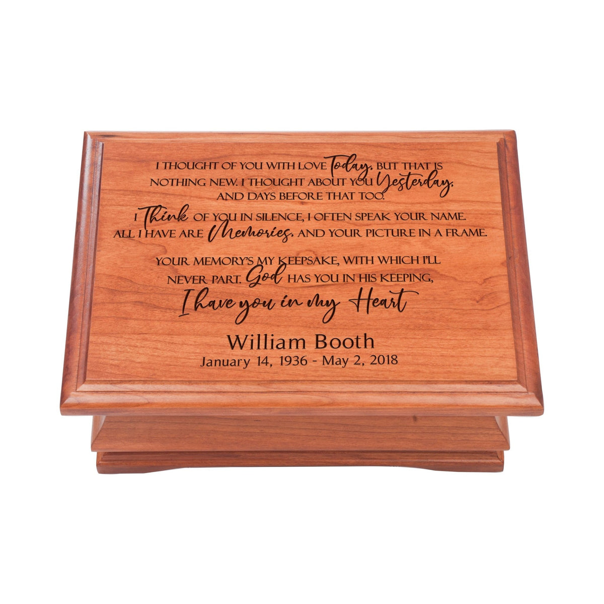 Custom Cherry Wood Memorial Jewelry Box - If Love Could Have Saved You - LifeSong Milestones