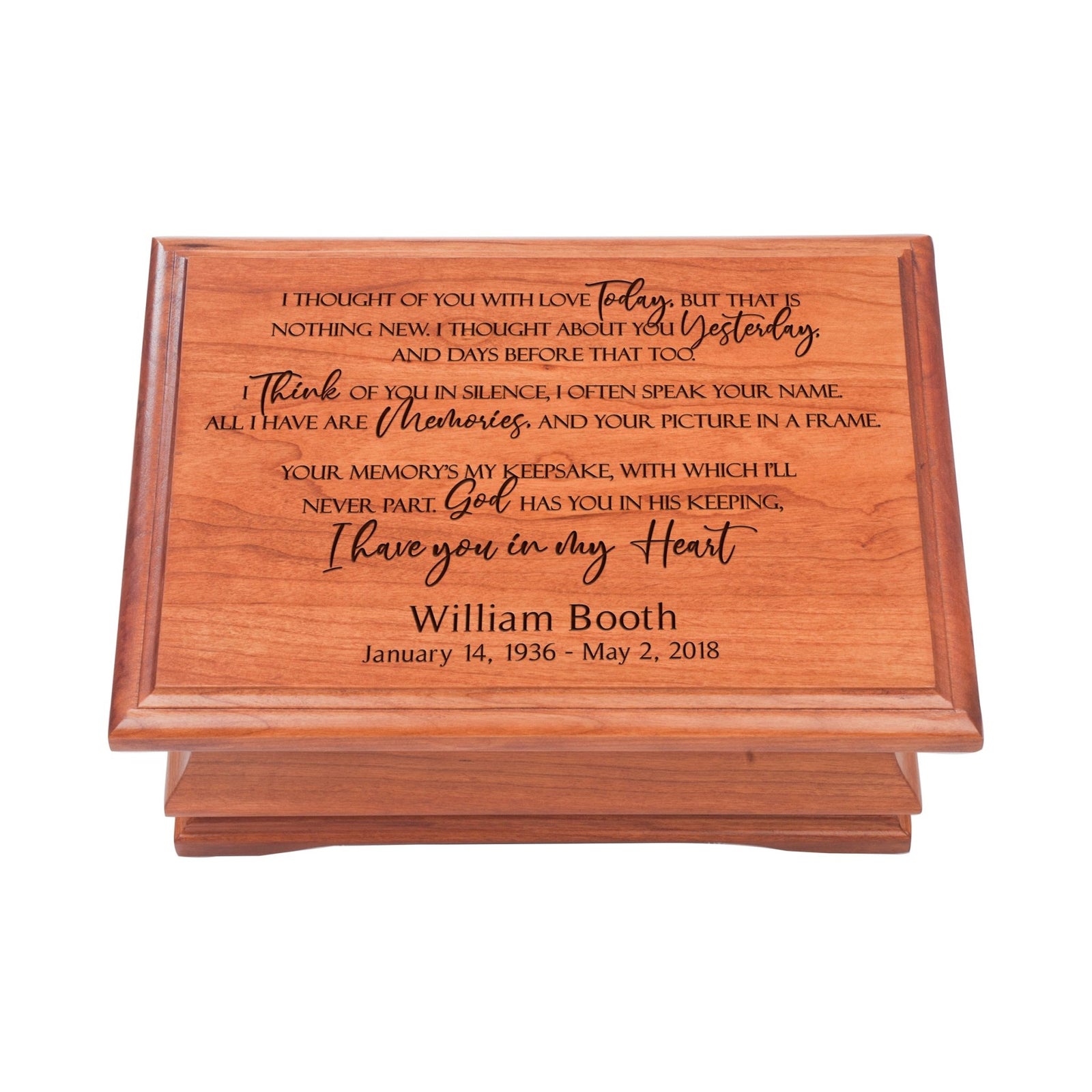 Custom Cherry Wood Memorial Jewelry Box - If Love Could Have Saved You - LifeSong Milestones