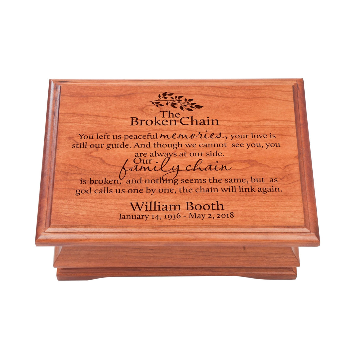 Custom Cherry Wood Memorial Jewelry Box - If Love Could Have Saved You - LifeSong Milestones