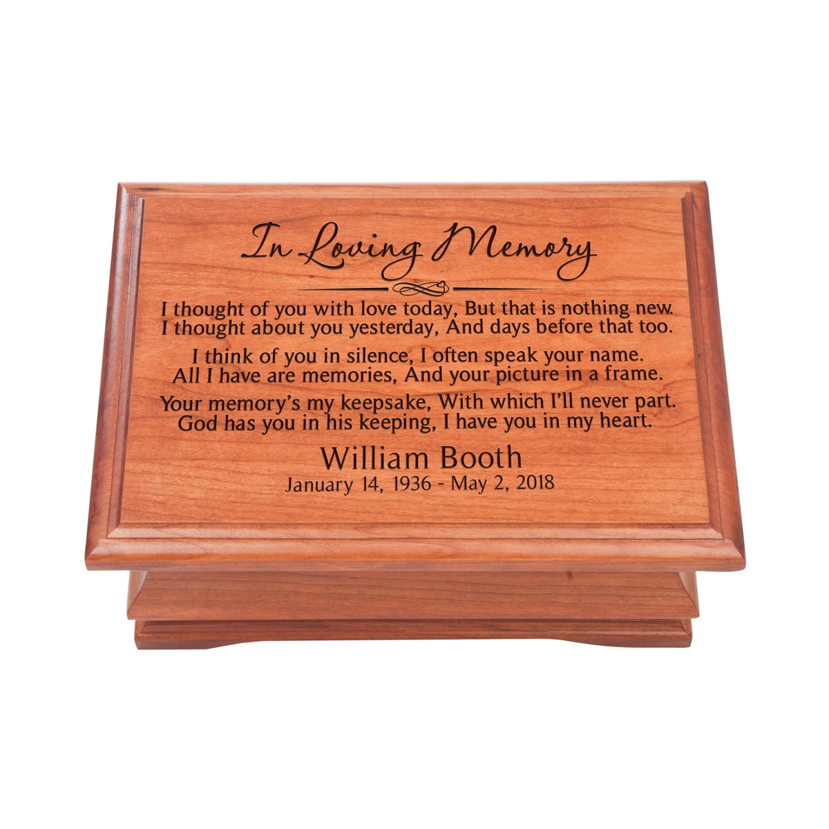 Custom Cherry Wood Memorial Jewelry Box - If Love Could Have Saved You - LifeSong Milestones