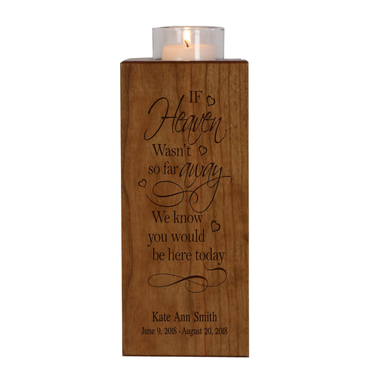 Custom Cherry Wood Single Votive Candle Holder If Heaven - LifeSong Milestones