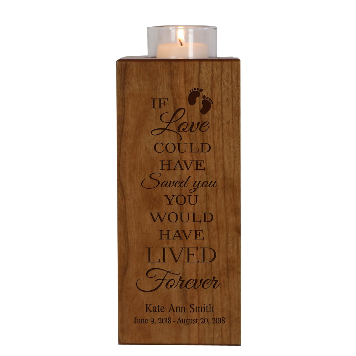 Custom Cherry Wood Single Votive Candle Holder If Love Could - LifeSong Milestones