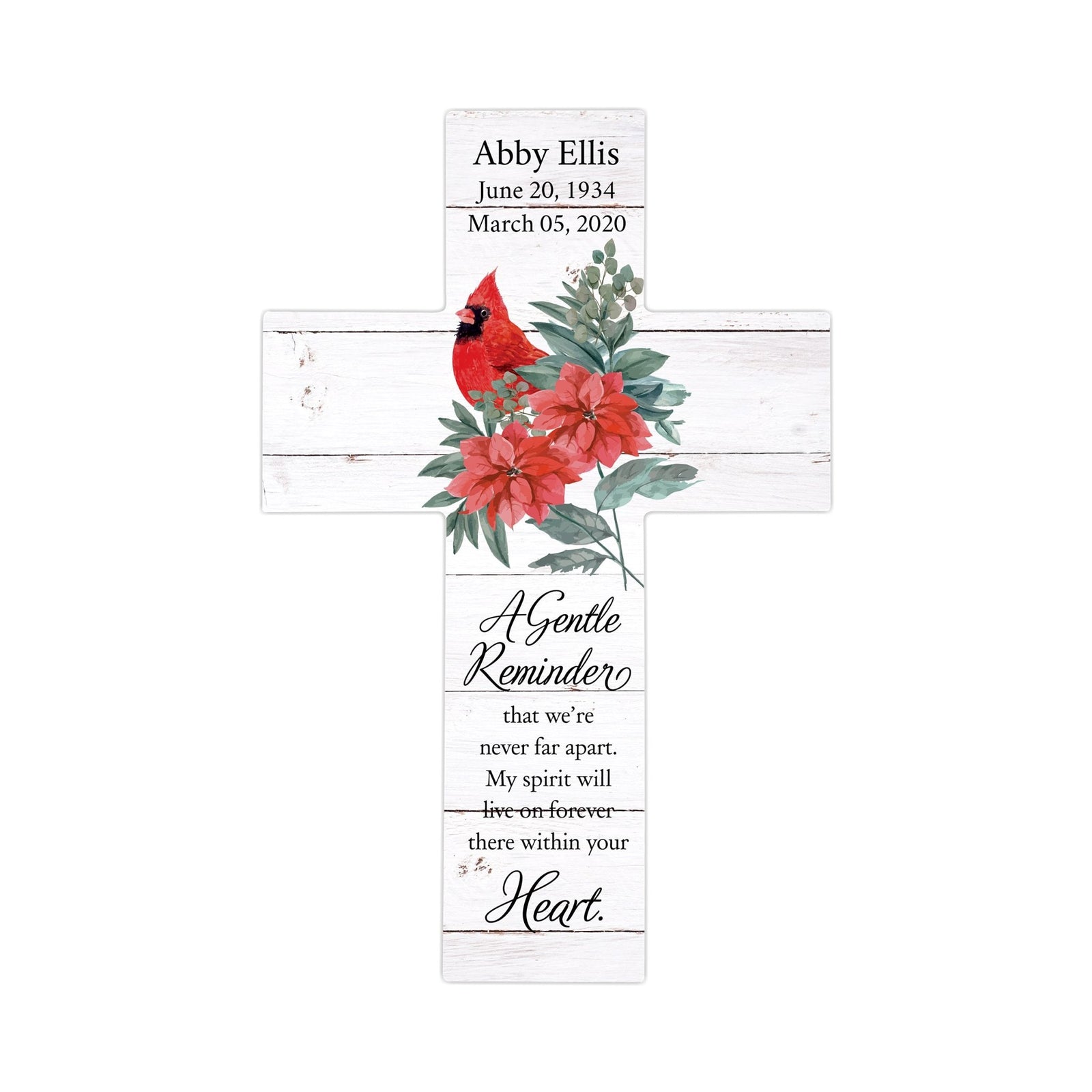 Custom Christmas Memorial Wall Cross - A Gentle Reminder (Cardinal) - LifeSong Milestones