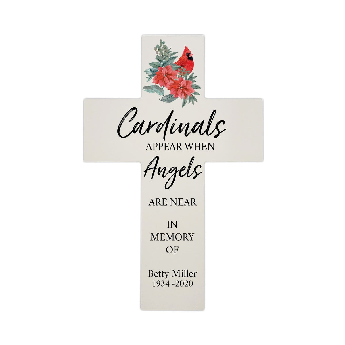 Custom Christmas Memorial Wall Cross - Cardinals Appear - LifeSong Milestones