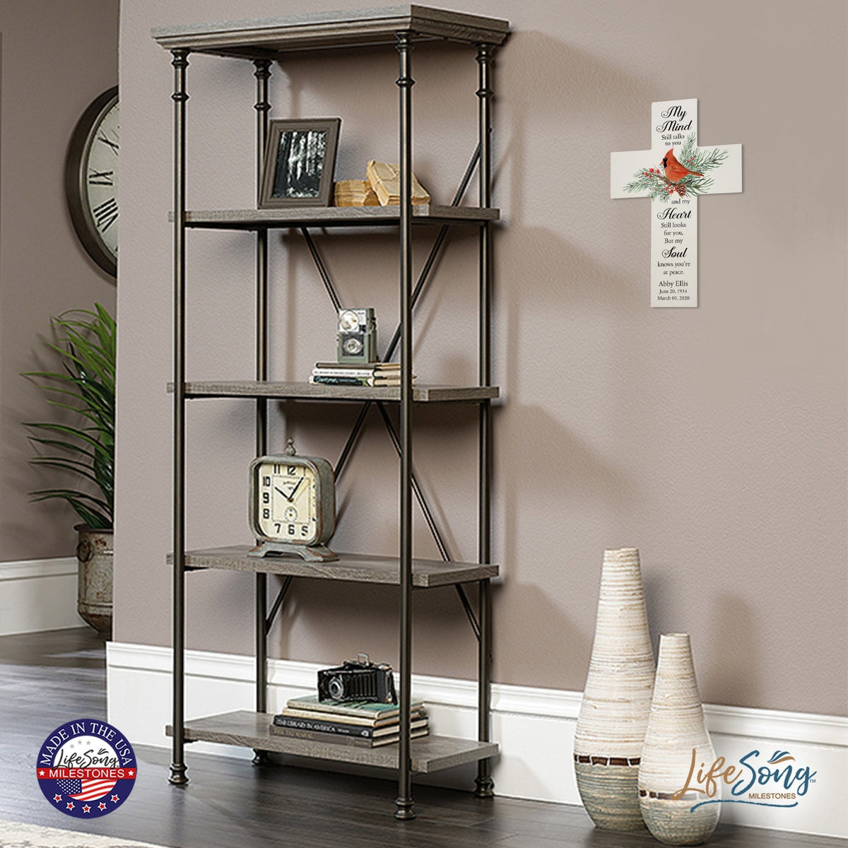 Custom Christmas Memorial Wall Cross - My Mind Still Talks to You - LifeSong Milestones