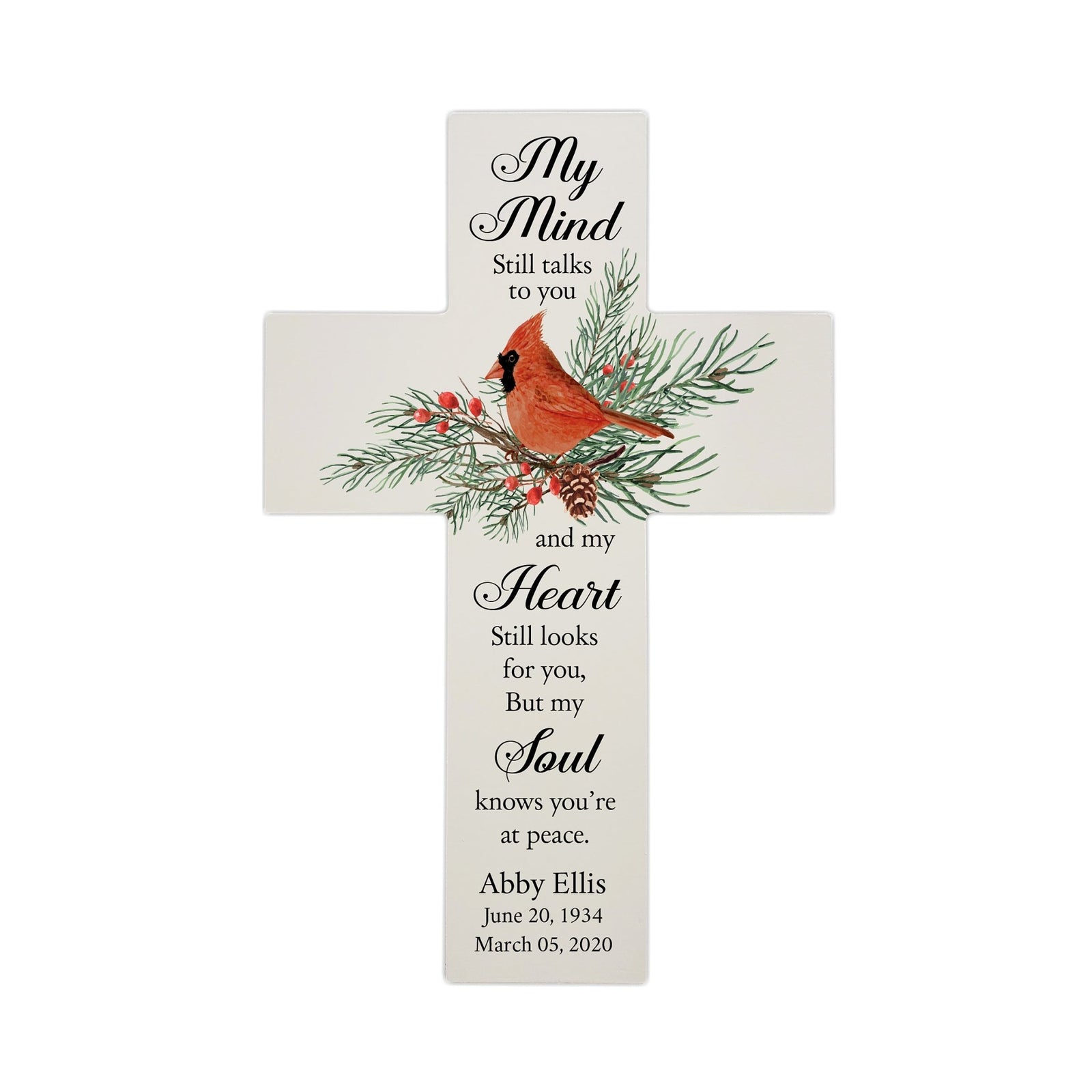 Custom Christmas Memorial Wall Cross - My Mind Still Talks to You - LifeSong Milestones