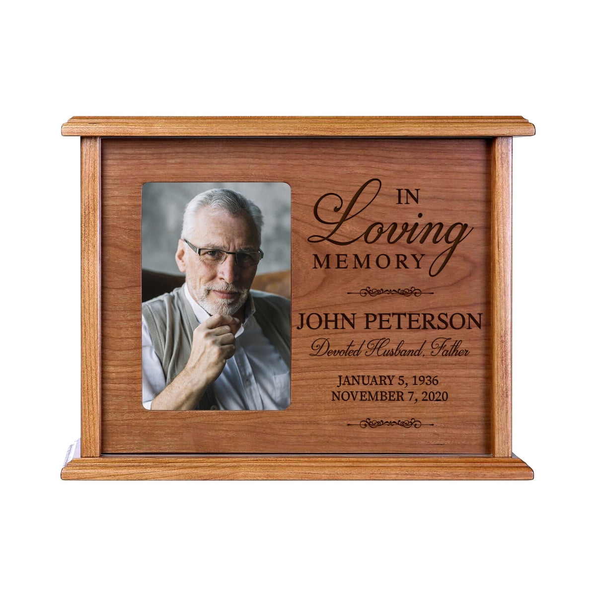 Personalized Engraved Funeral Photo Urn Box for Human Ashes