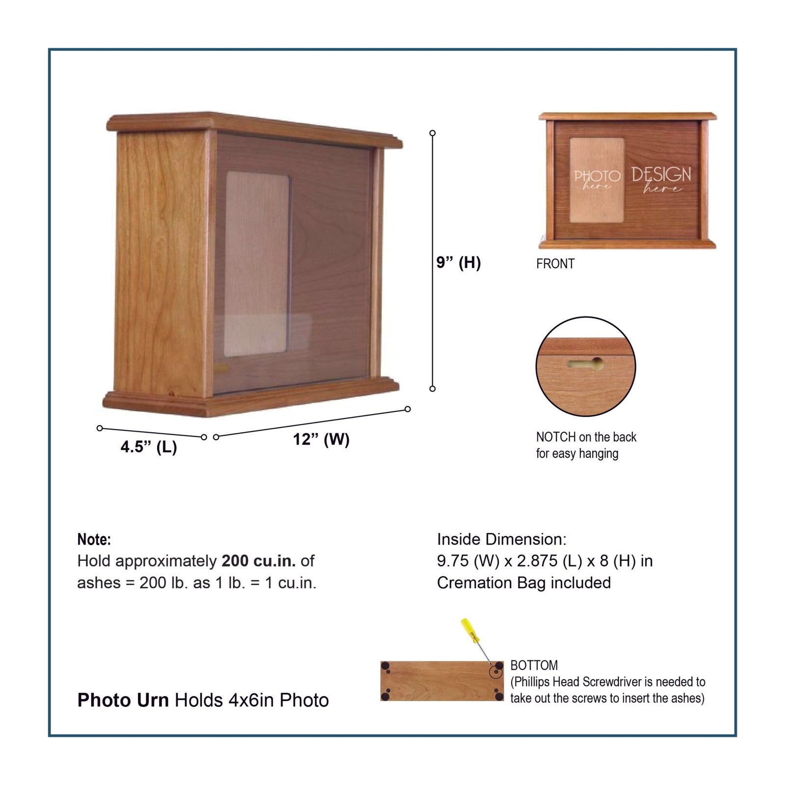 Wooden Custom Memorial Photograph Cremation Urn for Mom - If Love Could