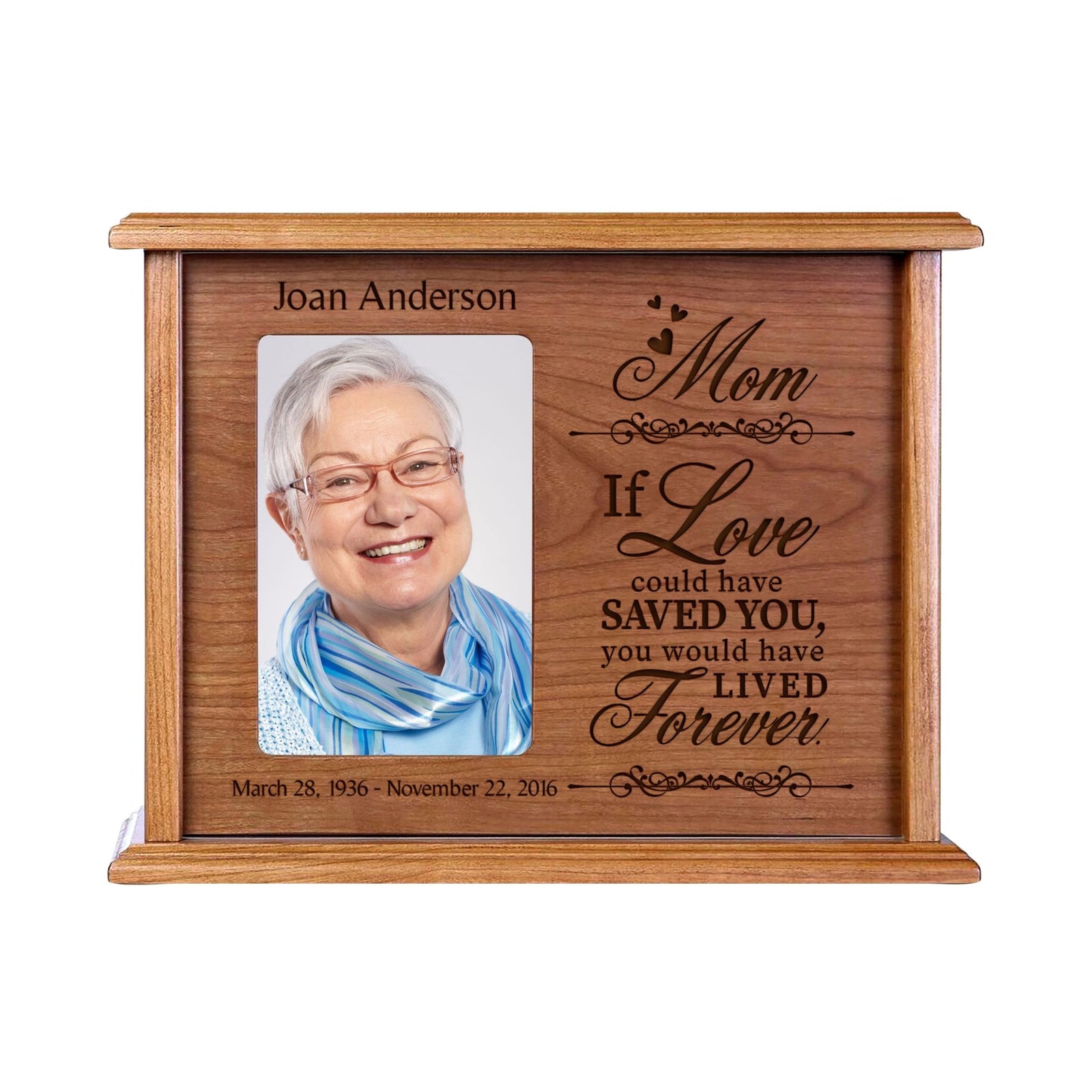 Personalized Engraved Photo Cremation Urn Box Memorial Gift