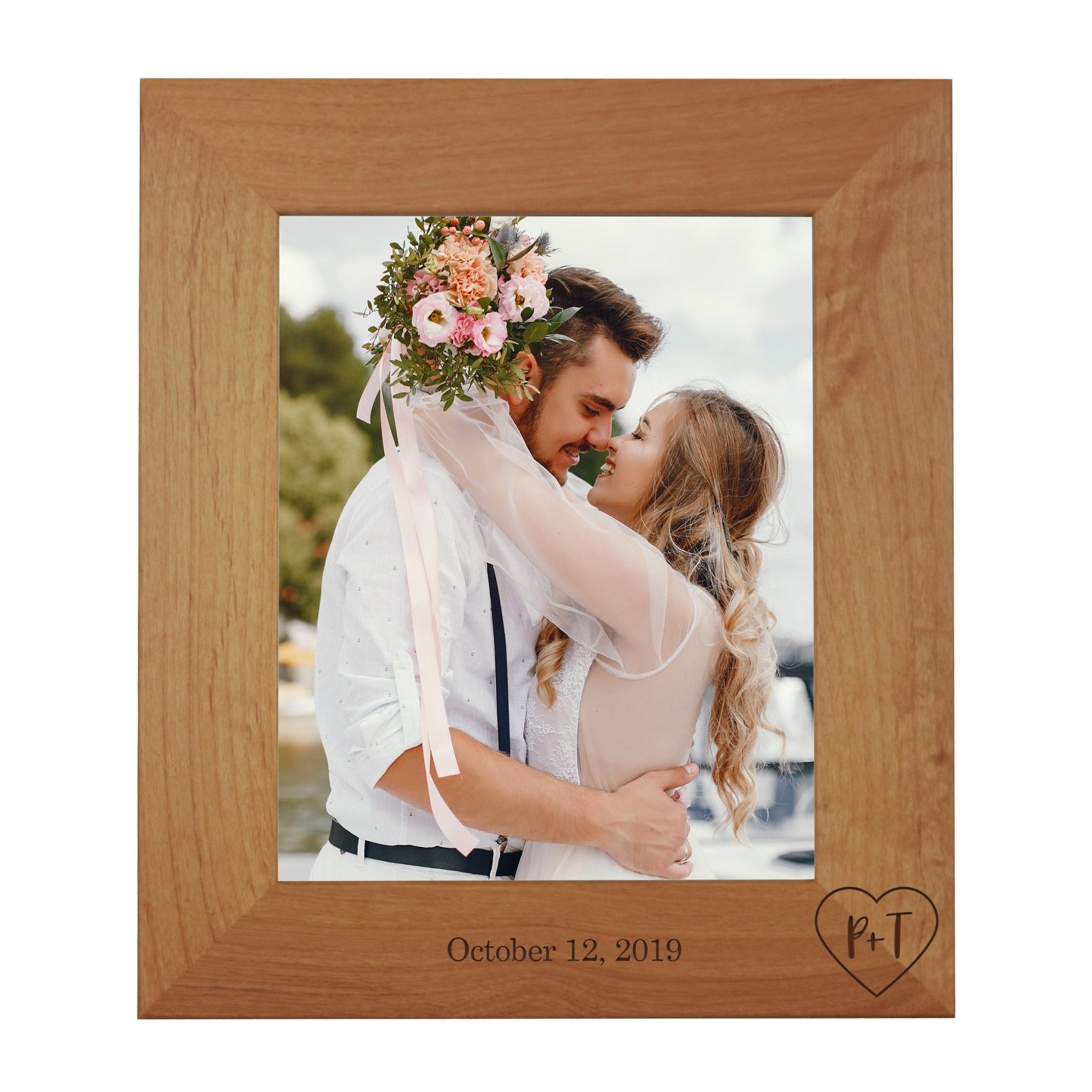Custom Digitally Printed Alder Wedding Photo Frames Holds 4x6 Photo 8” x 10” - LifeSong Milestones