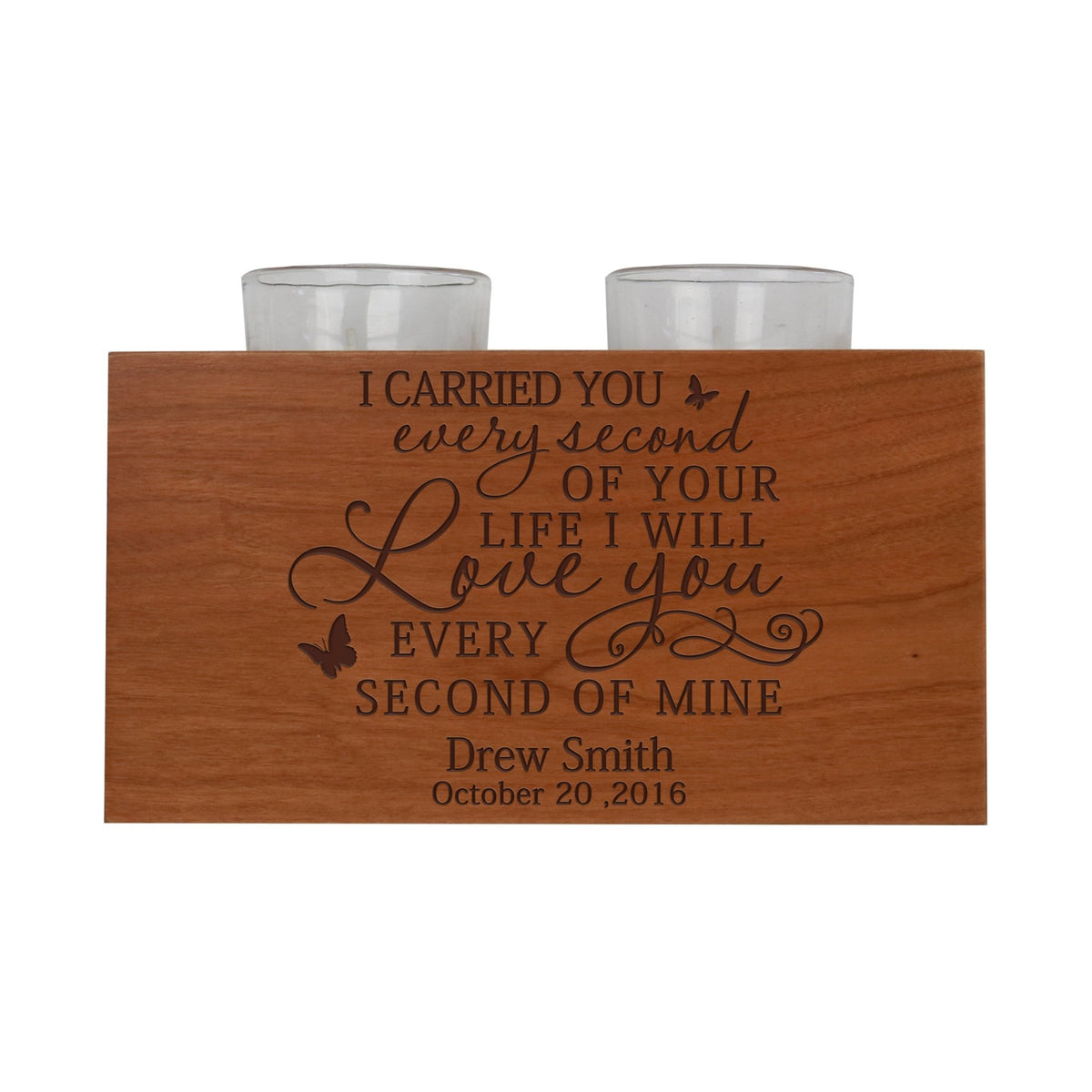 Custom Double Votive Candle Holder - I Carried You - LifeSong Milestones