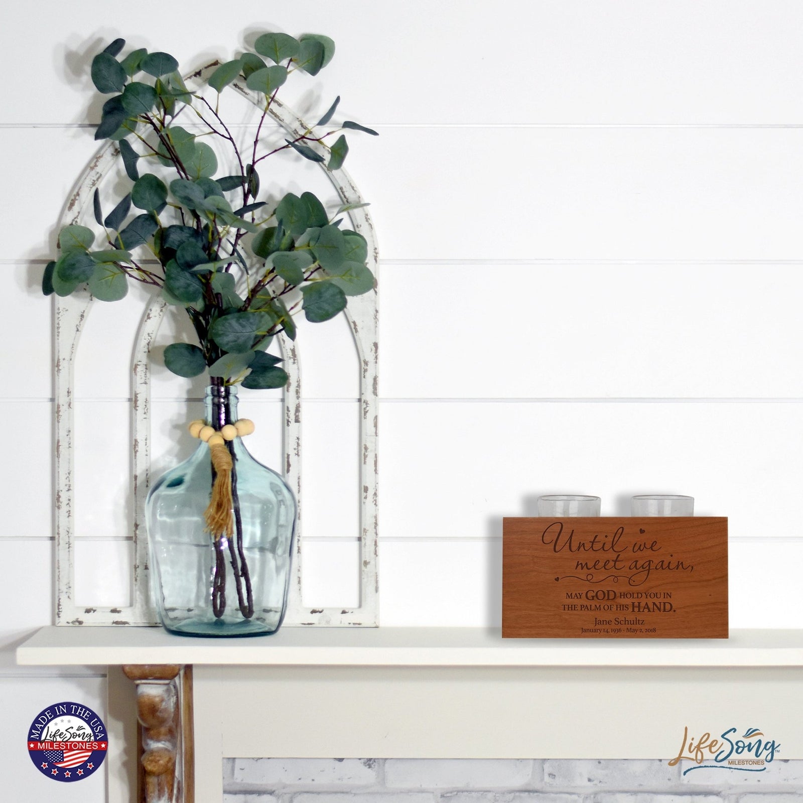 Custom Double Votive Candle Holder - Until We Meet Again - LifeSong Milestones