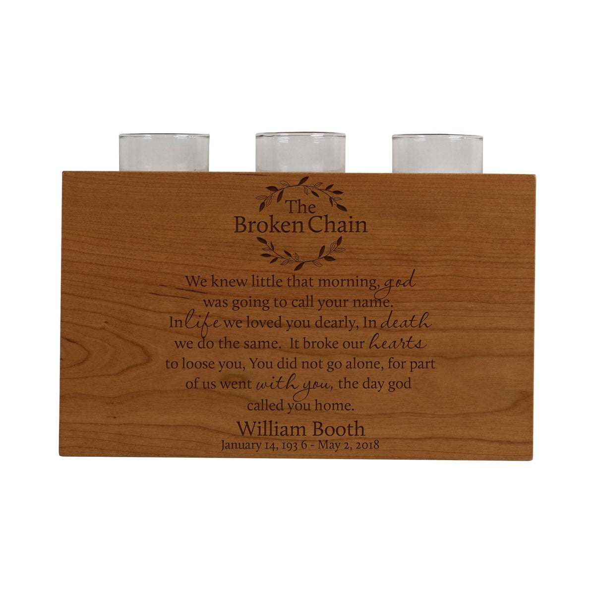 Custom Engraved 3 Votive Candle Holder and Urn Box for Human Ashes holds 90 cu in Keep Your Loved Ones Close - LifeSong Milestones