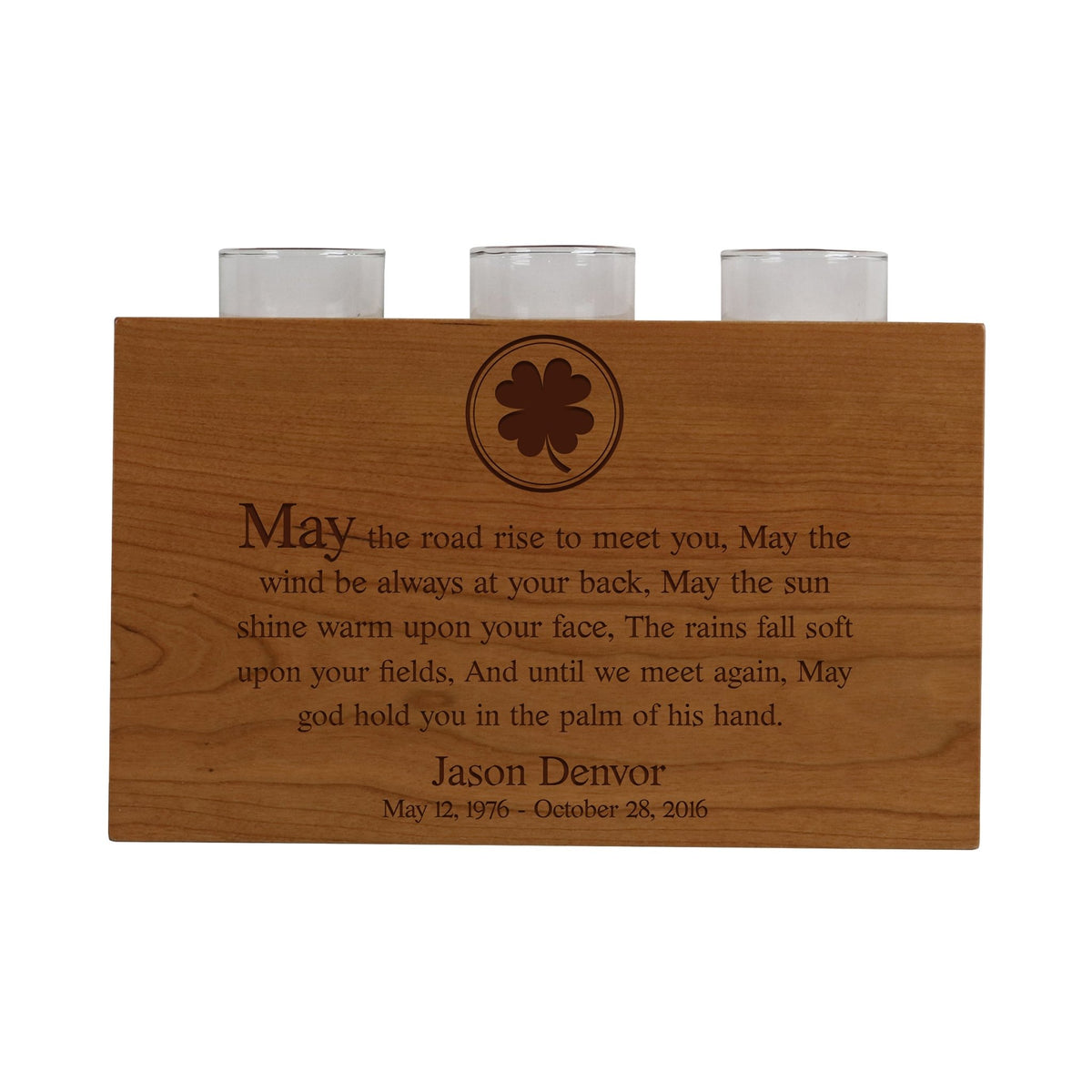 Custom Engraved 3 Votive Candle Holder and Urn Box for Human Ashes holds 90 cu in May The Road Rise To Meet You - LifeSong Milestones