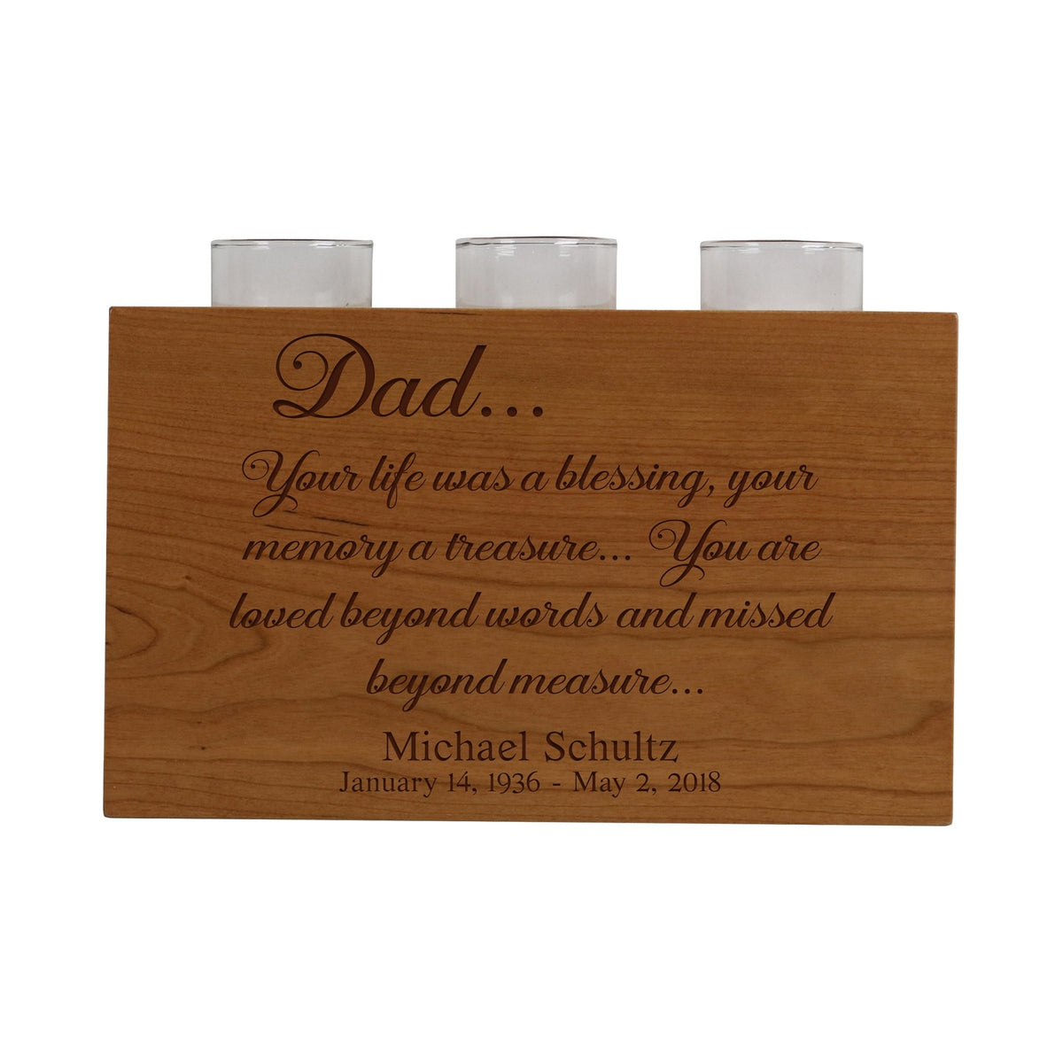 Custom Engraved 3 Votive Candle Holder and Urn Box for Human Ashes holds 90 cu in You Are Loved Beyond Words - LifeSong Milestones