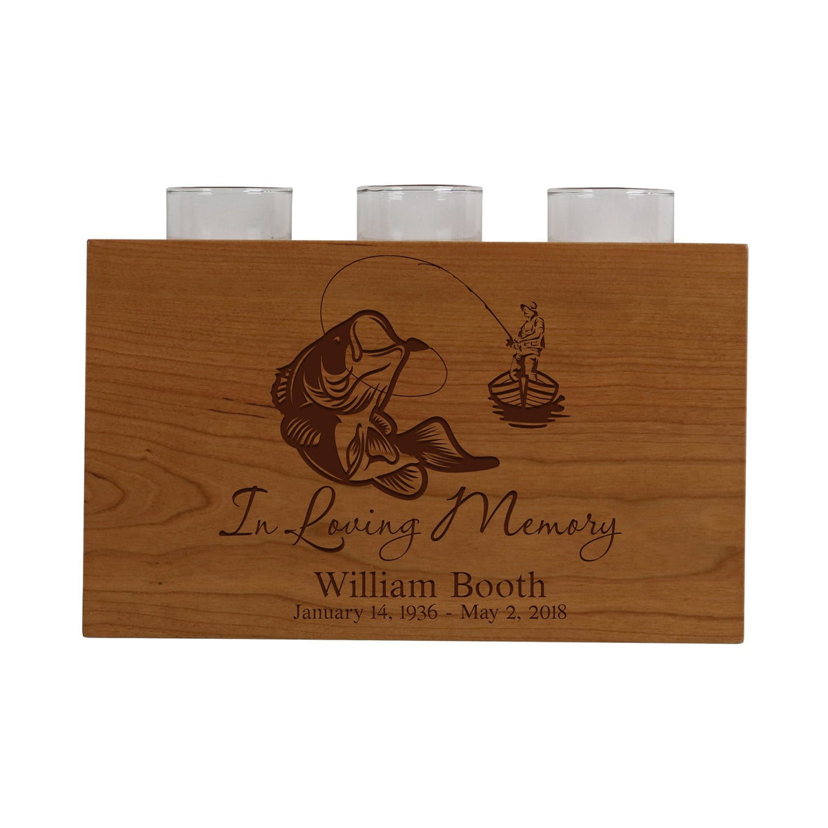 Custom Engraved 3 Votive Candle Holder and Urn Box for Human Ashes holds 90 cu in Your Memory - LifeSong Milestones