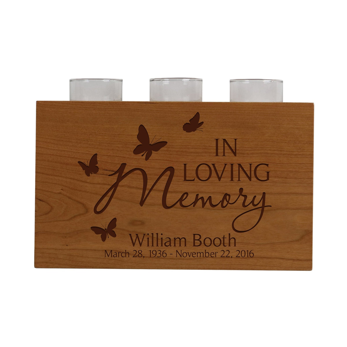 Custom Engraved 3 Votive Candle Holder and Urn Box for Human Ashes holds 92 cu in In Loving Memory Of You - LifeSong Milestones