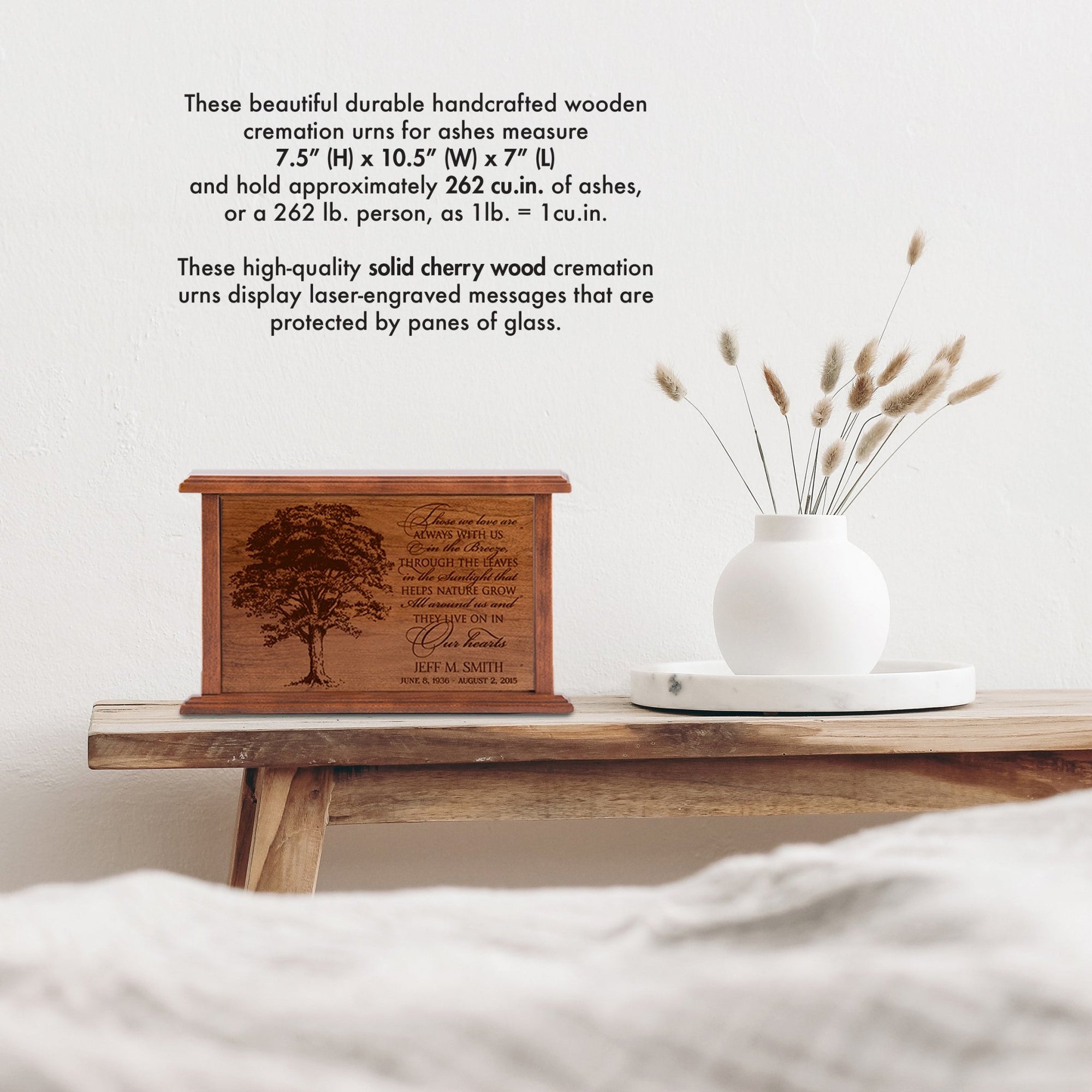 Custom Engraved Cherry Wood Cremation Urn For Those Who We Love - LifeSong Milestones