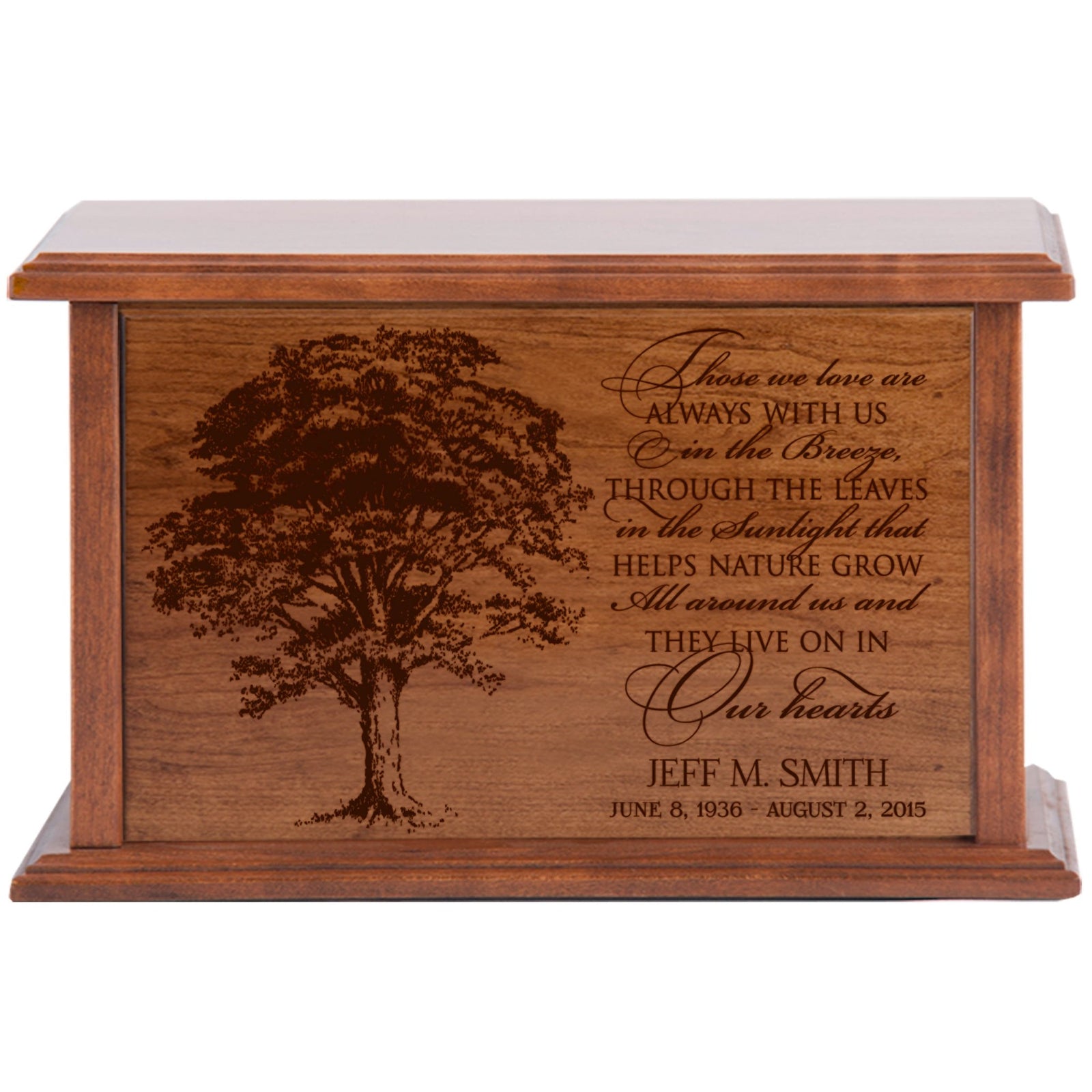 Personalized Wooden Engraved Unique Cremation Urn Box for Human Ashes