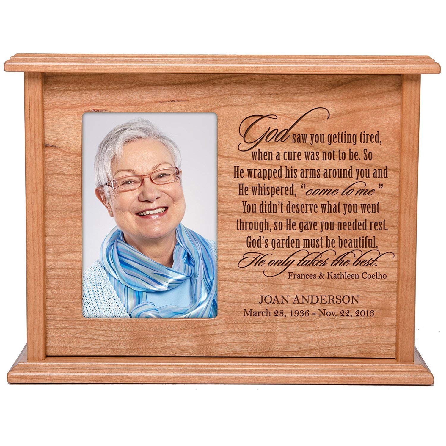 Custom Engraved Photo Cremation Urn Box for Human Ashes