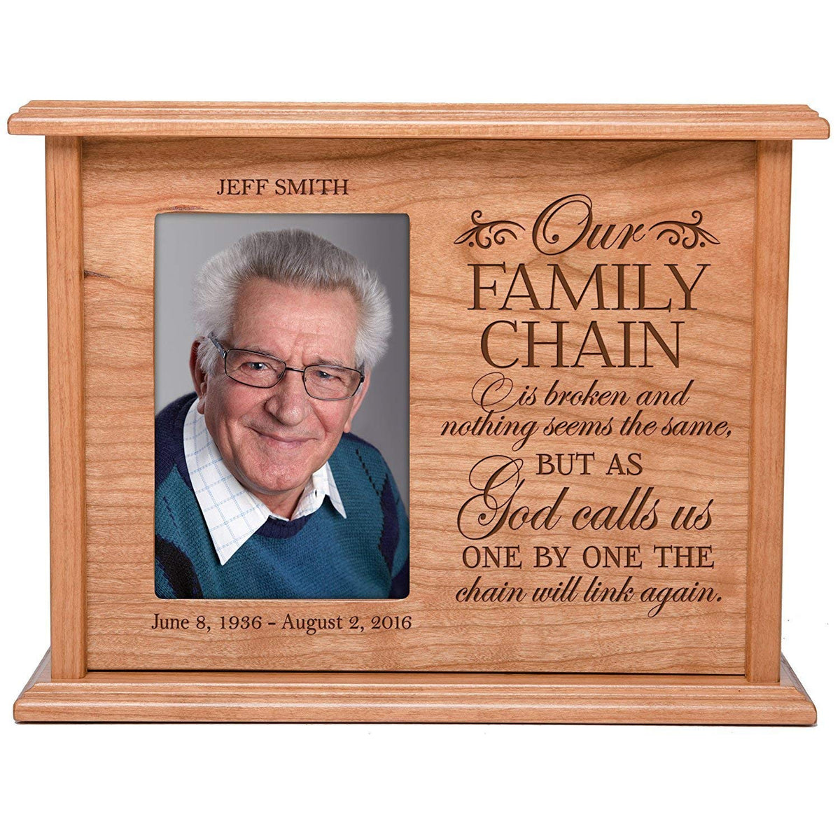 Wooden Personalized Cherry Keepsake Photo Urn Box