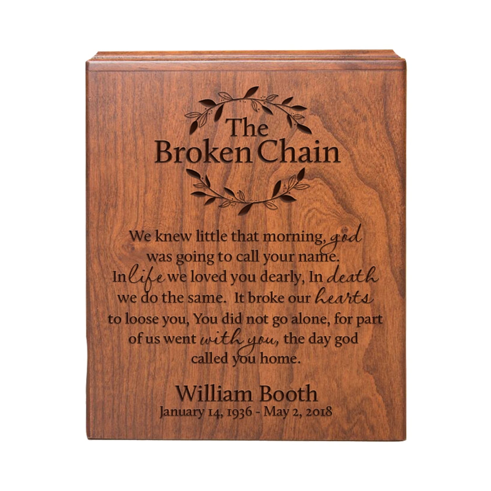Custom Engraved Cremation Urn Box for Human Ashes