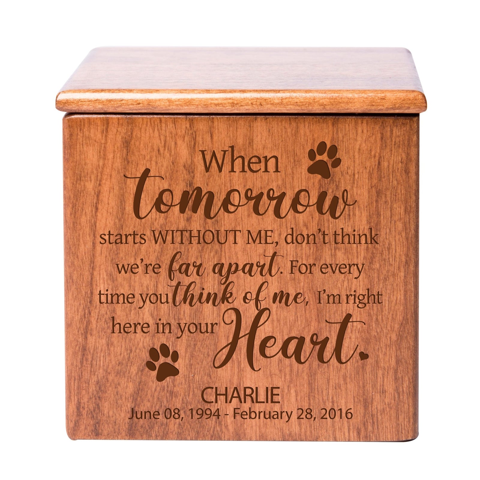Small Wooden Keepsake Pet Urn Box for Ashes
